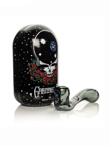 Preview pic of GRATEFUL DEAD GEAR PREMIUM® 5.5" Space Your Face Sherlock Hand Pipe in Collectible Tin