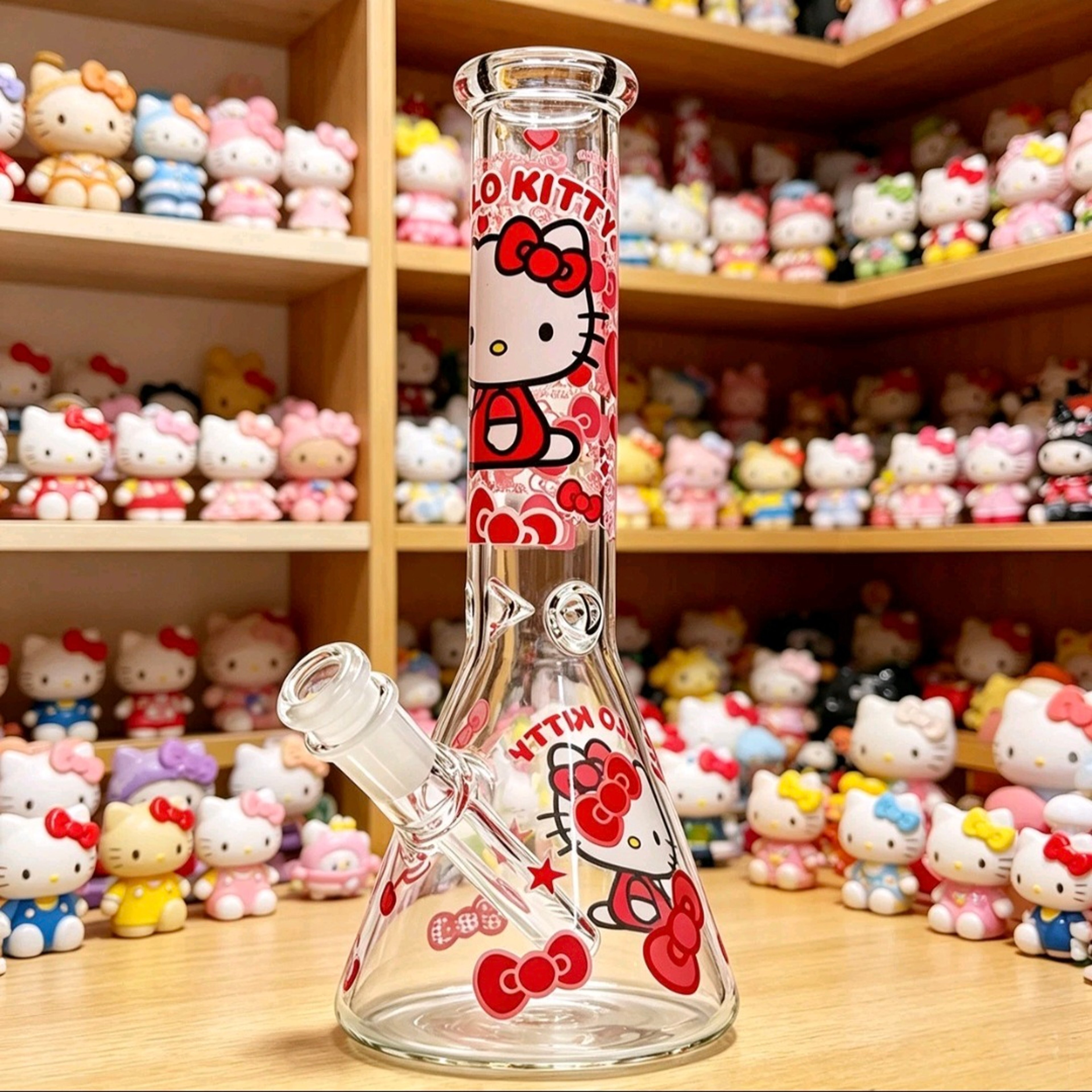 Cute Cat 🐱 10' Glass Water Bong W/Ice Holder & 14mm bowl image 0