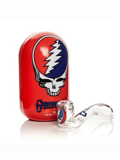 Preview pic of GRATEFUL DEAD GEAR PREMIUM® 5.5" Steal Your Face Sherlock Hand Pipe in Collectible Tin