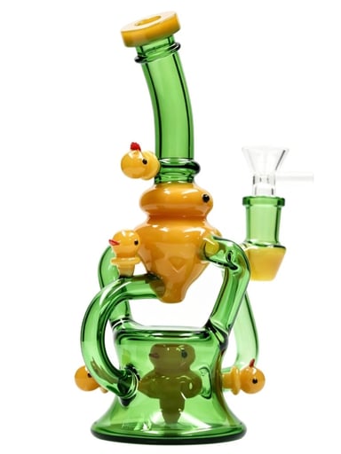 Preview pic of 8'Glass Recycler Water Bong W/ Duck Design & 14mm bowl