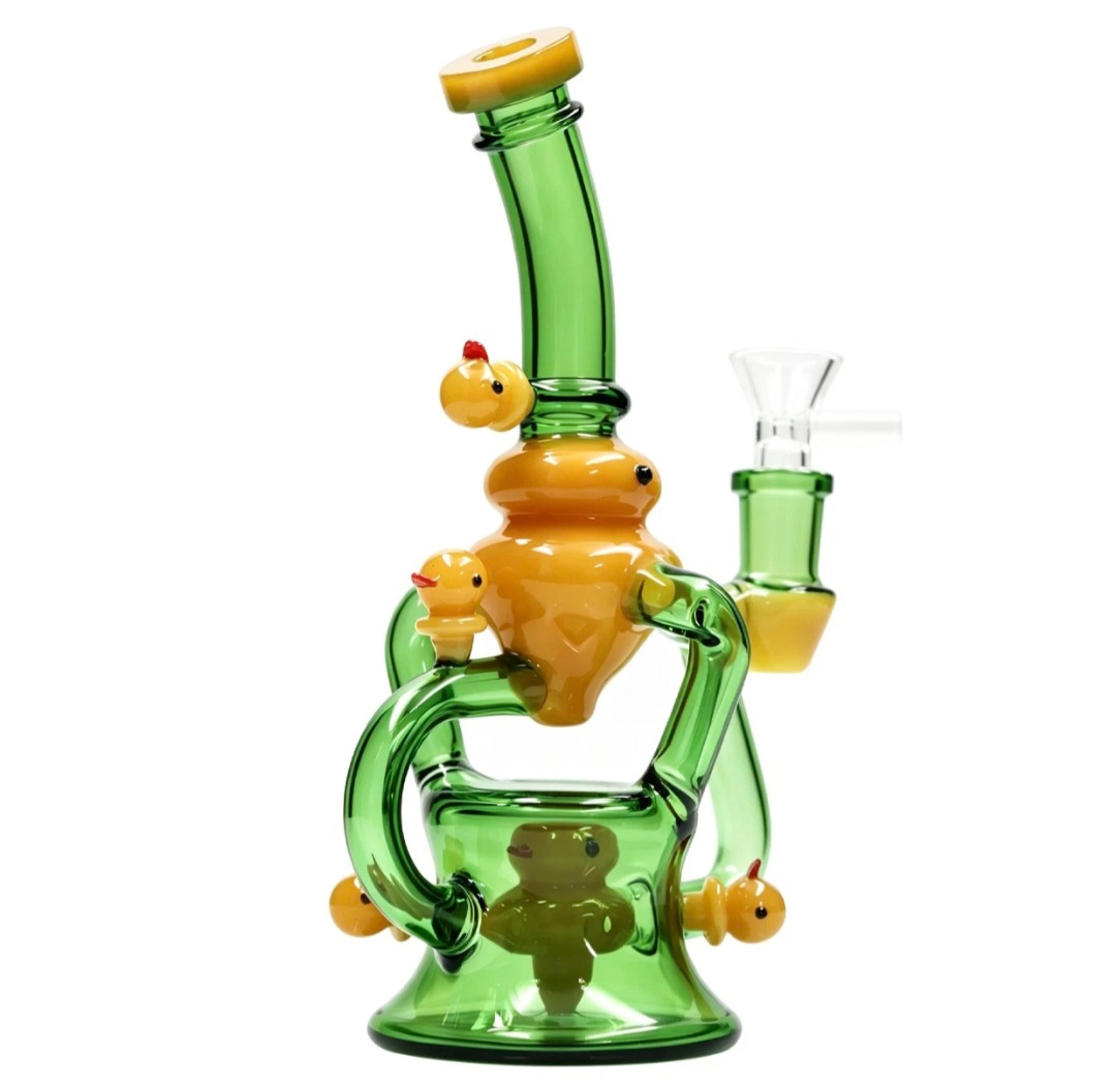 8'Glass Recycler Water Bong W/ Duck Design & 14mm bowl image 0