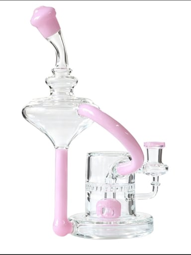 Preview pic of 9' Pink Recycler Glass Water Bong W/14mm Bowl
