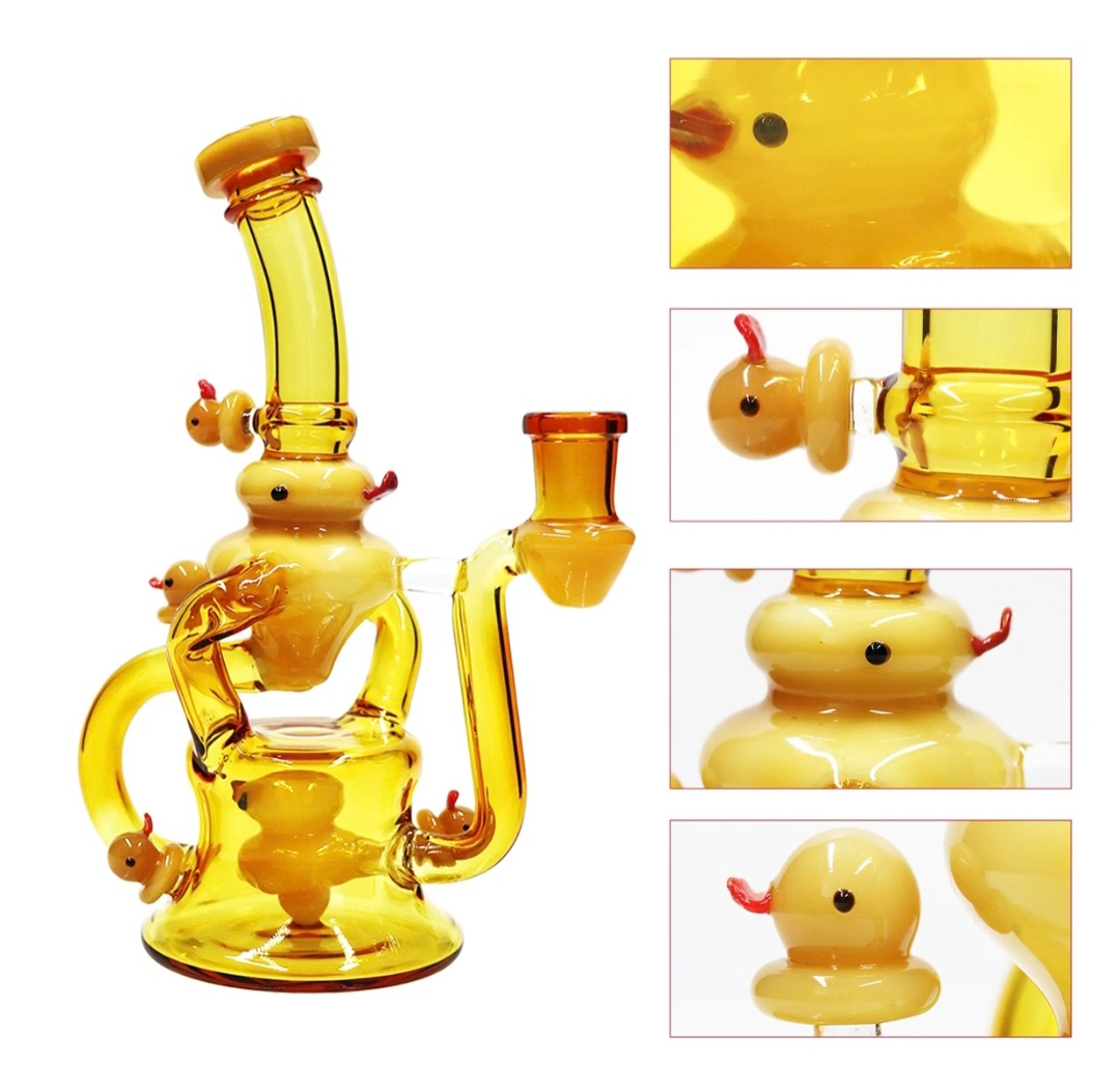 8'Glass Recycler Water Bong W/ Duck Design & 14mm bowl image 0