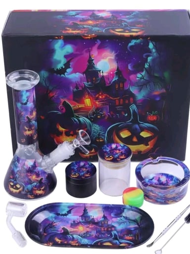 Preview pic of 8" Halloween Decal Beaker Set Water Bong Collector Set