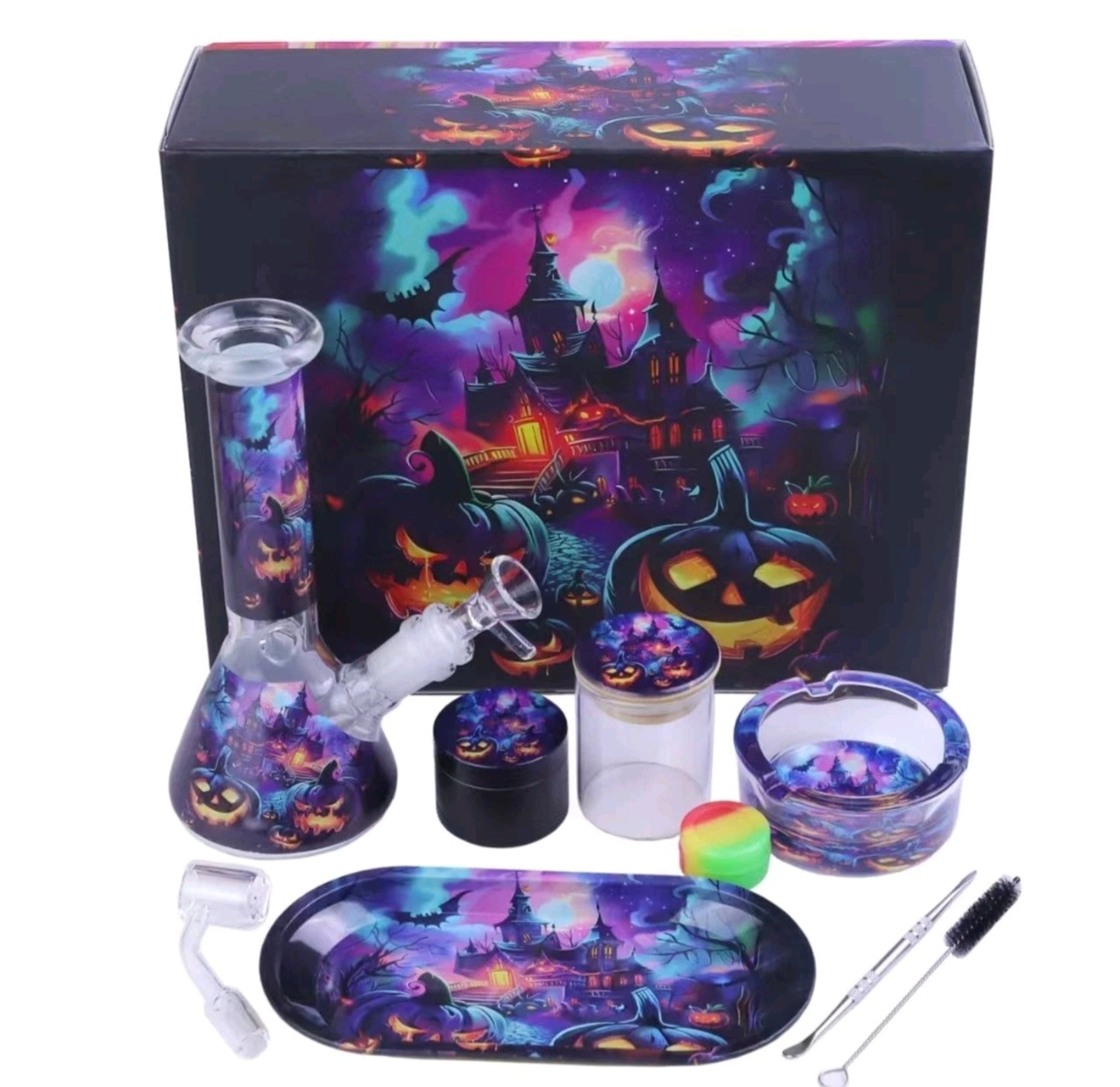 Preview pic of 8" Halloween Decal Beaker Set Water Bong Collector Set