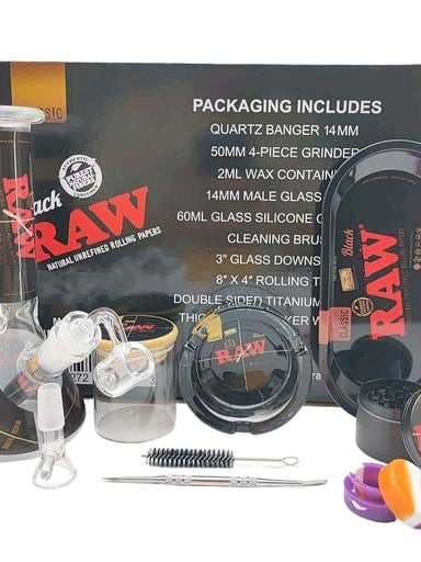 Preview pic of 8" Raw Glass Water Bong Collector Set