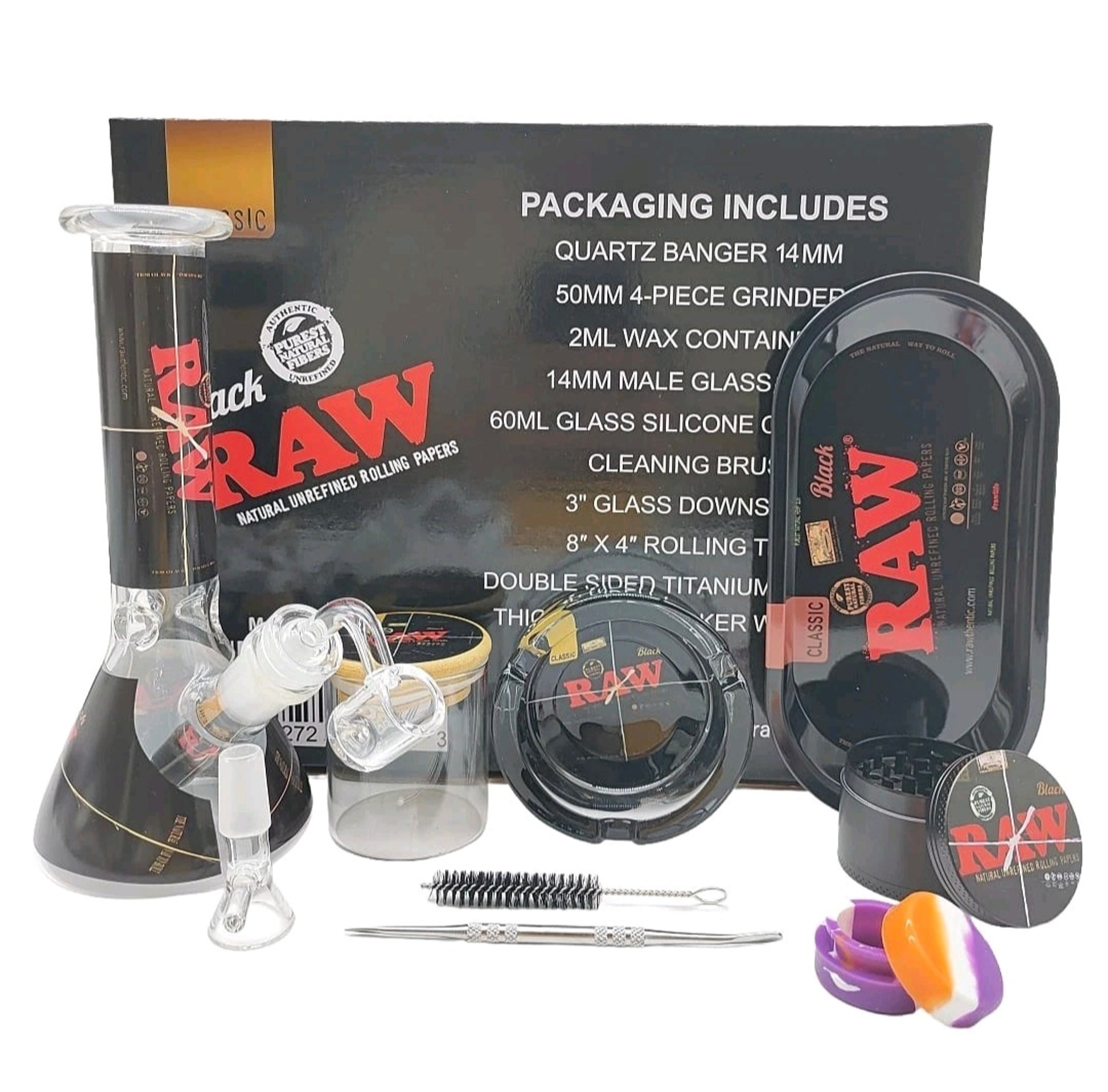Preview pic of 8" Raw Glass Water Bong Collector Set