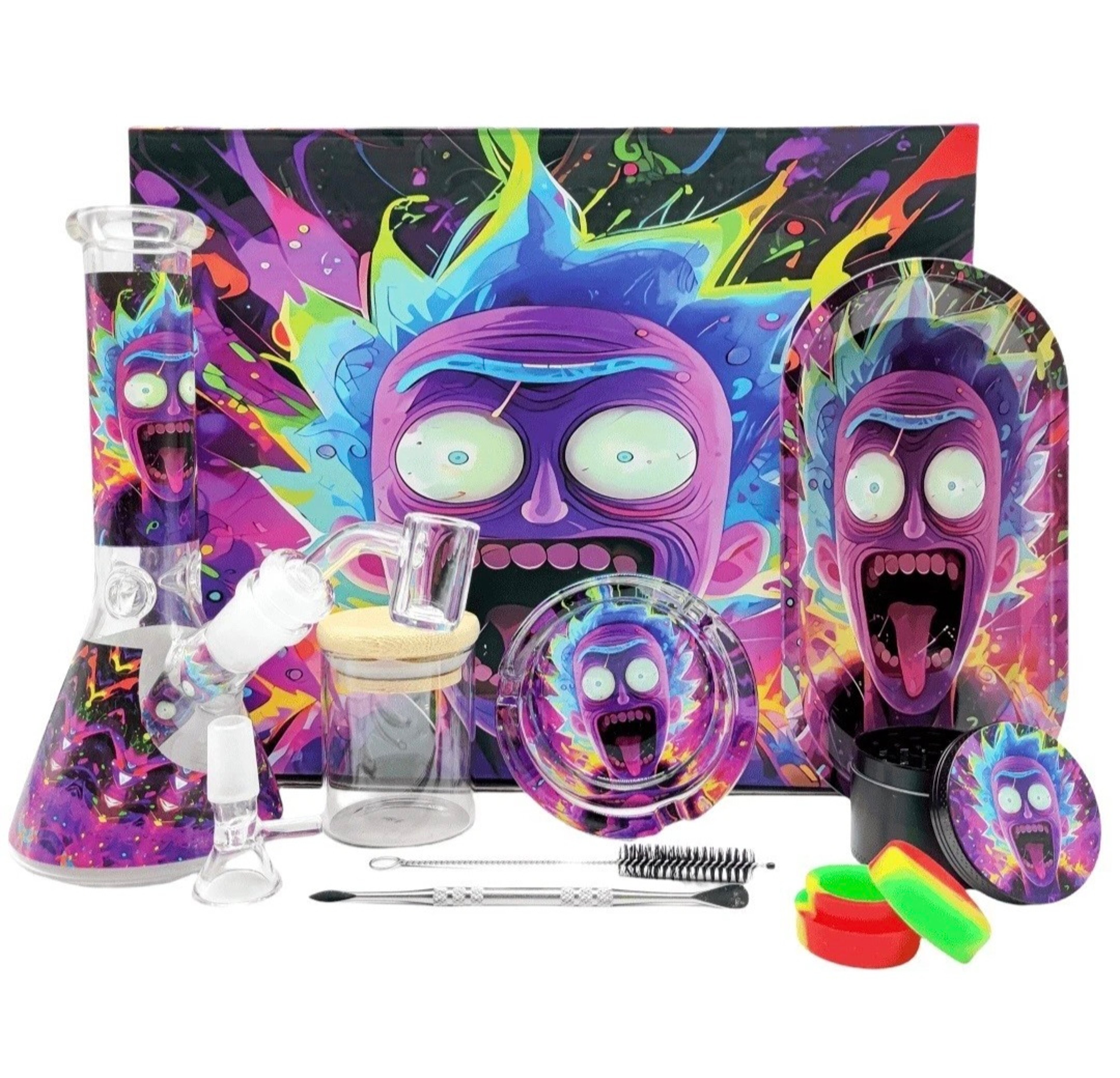 Preview pic of 8" Rick & Morty Beaker Set Water Bong Bowl Collector Set