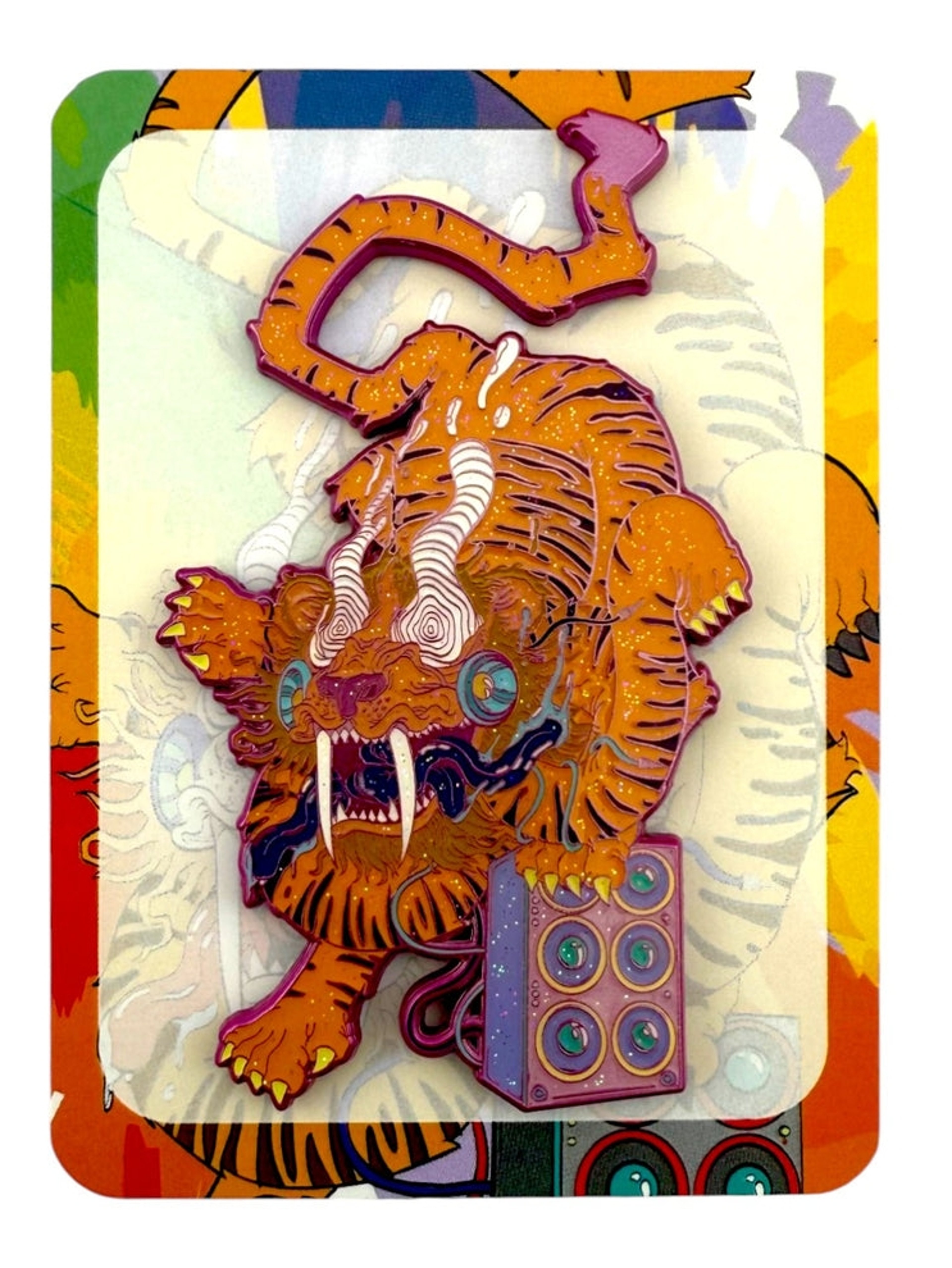 Preview pic of Aaron Brooks "Sabertooth Selekta" Pin (Magenta) Pin