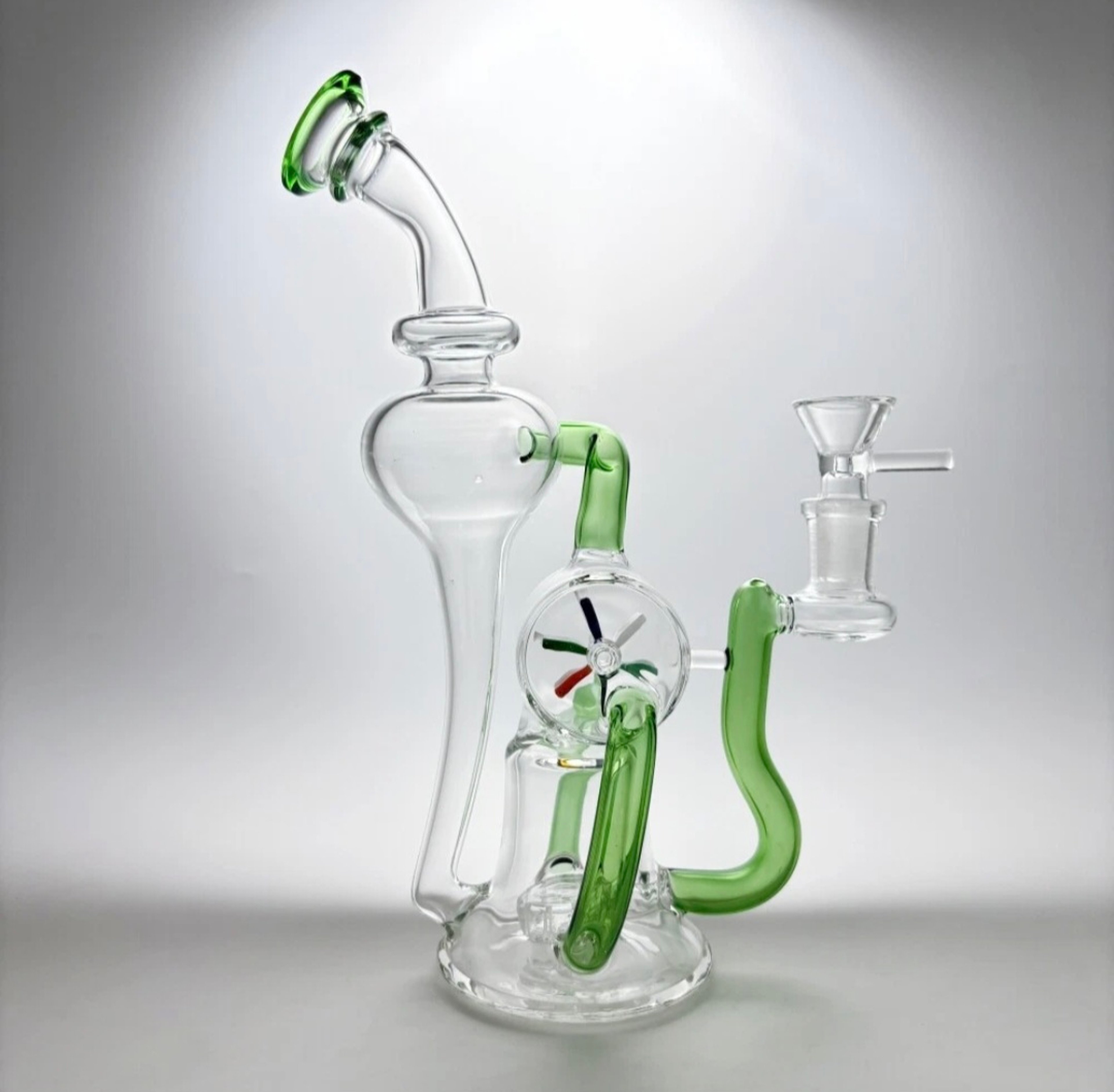 9'' Windmill Recycler Glass Water Bong W/ 14mm Bowl image 0