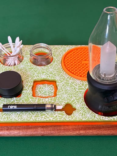 Preview pic of Dab Station Tray Organizer for Focus V Carta 2/Sport | Acrylic Wood - Spider Webs Pattern