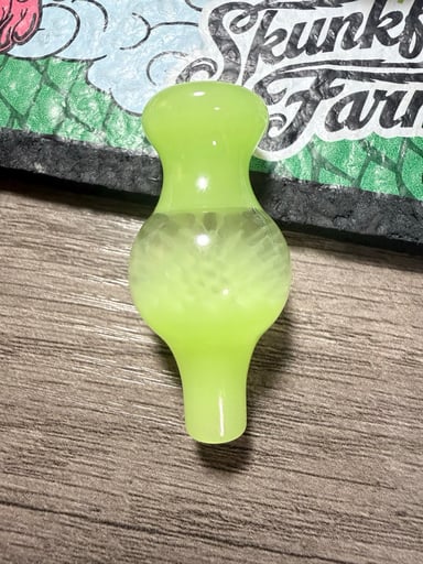 Preview pic of Lime green boro bubble cap w/honeycomb design