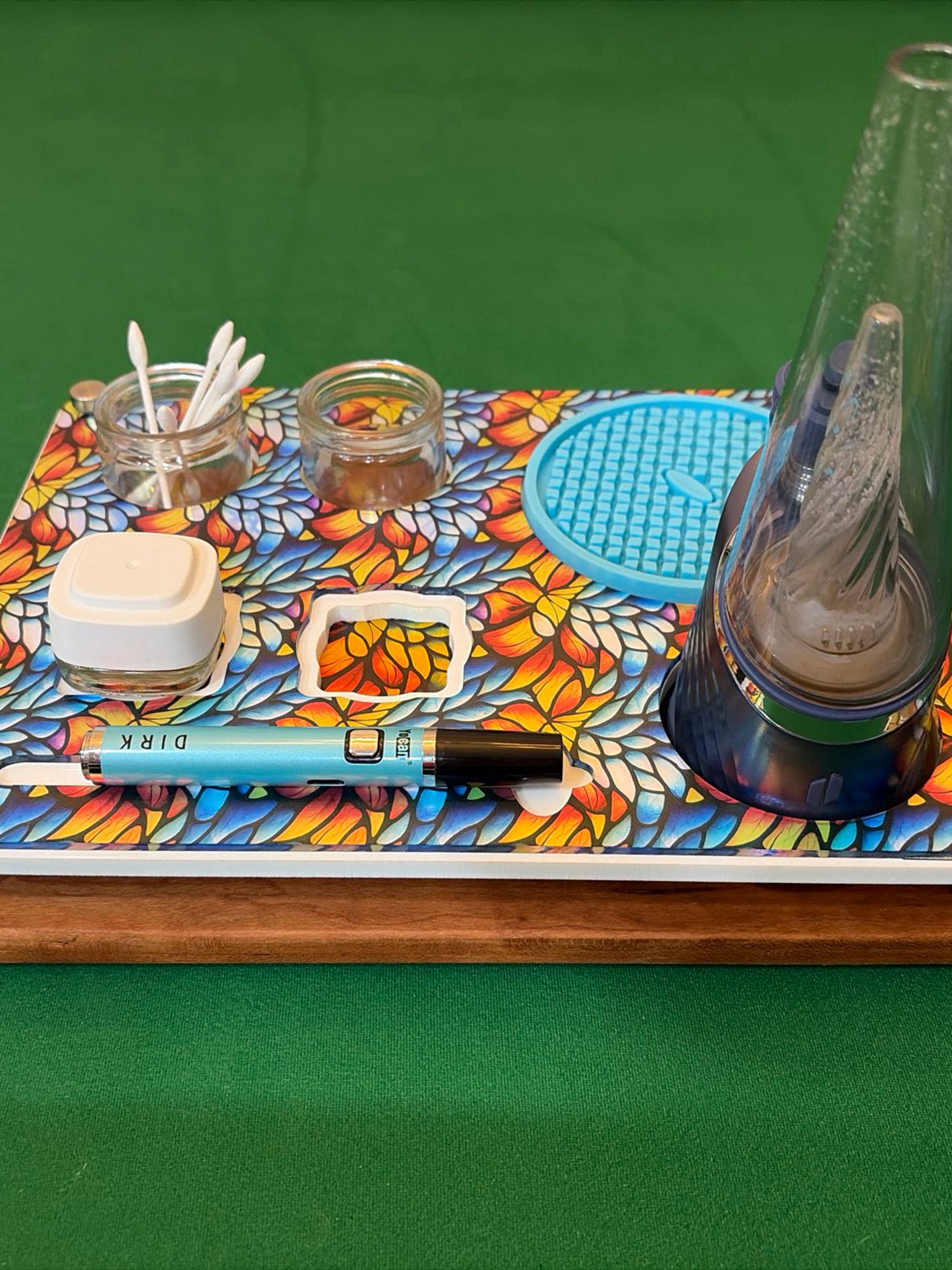 Dab Station Tray Organizer for PuffCo Peak Pro | Acrylic Wood - Stained Glass Pattern image 0