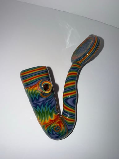 Preview pic of Vintage fully worked Rainbow linework Sherlock Pipe