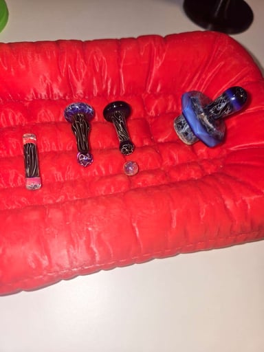 Preview pic of Congruent creations 5 piece slurper cap set coldworking done by YENT GLASS