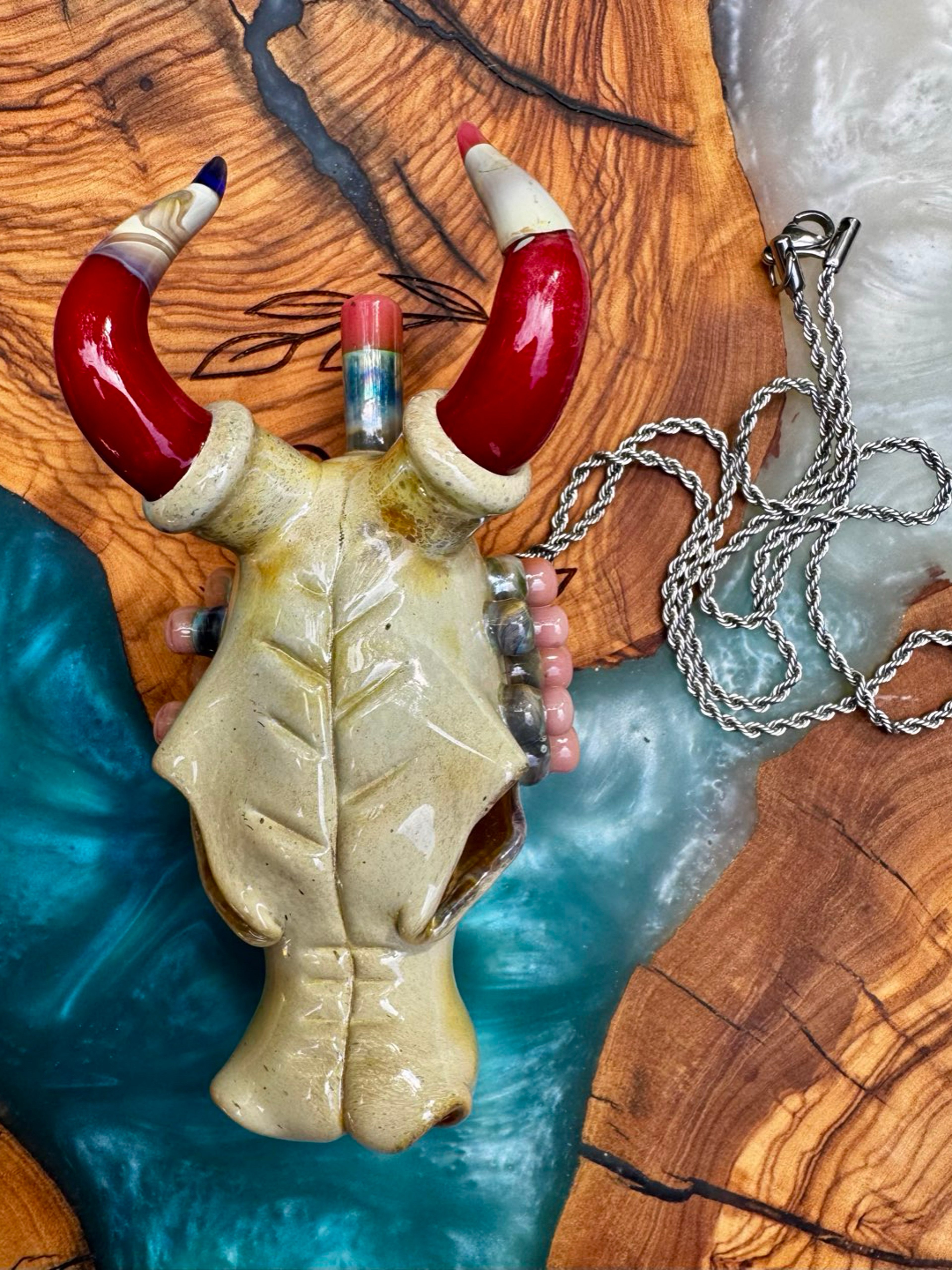 Preview pic of HicDogg × Sherbet Pendant - One Of A Kind Pencil Dragon Skull Pendant 2018
