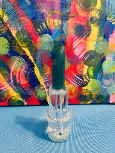 Preview pic of Glass glitter green Lipstick hand pipe