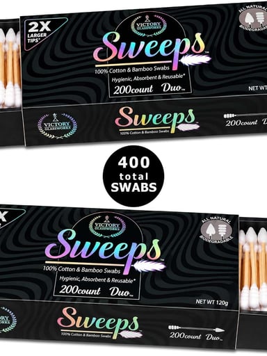 Preview pic of Sweeps Duo Bamboo Cotton Swabs Custom XL Pointed & Ridged Tips 2 Pack (400 total)