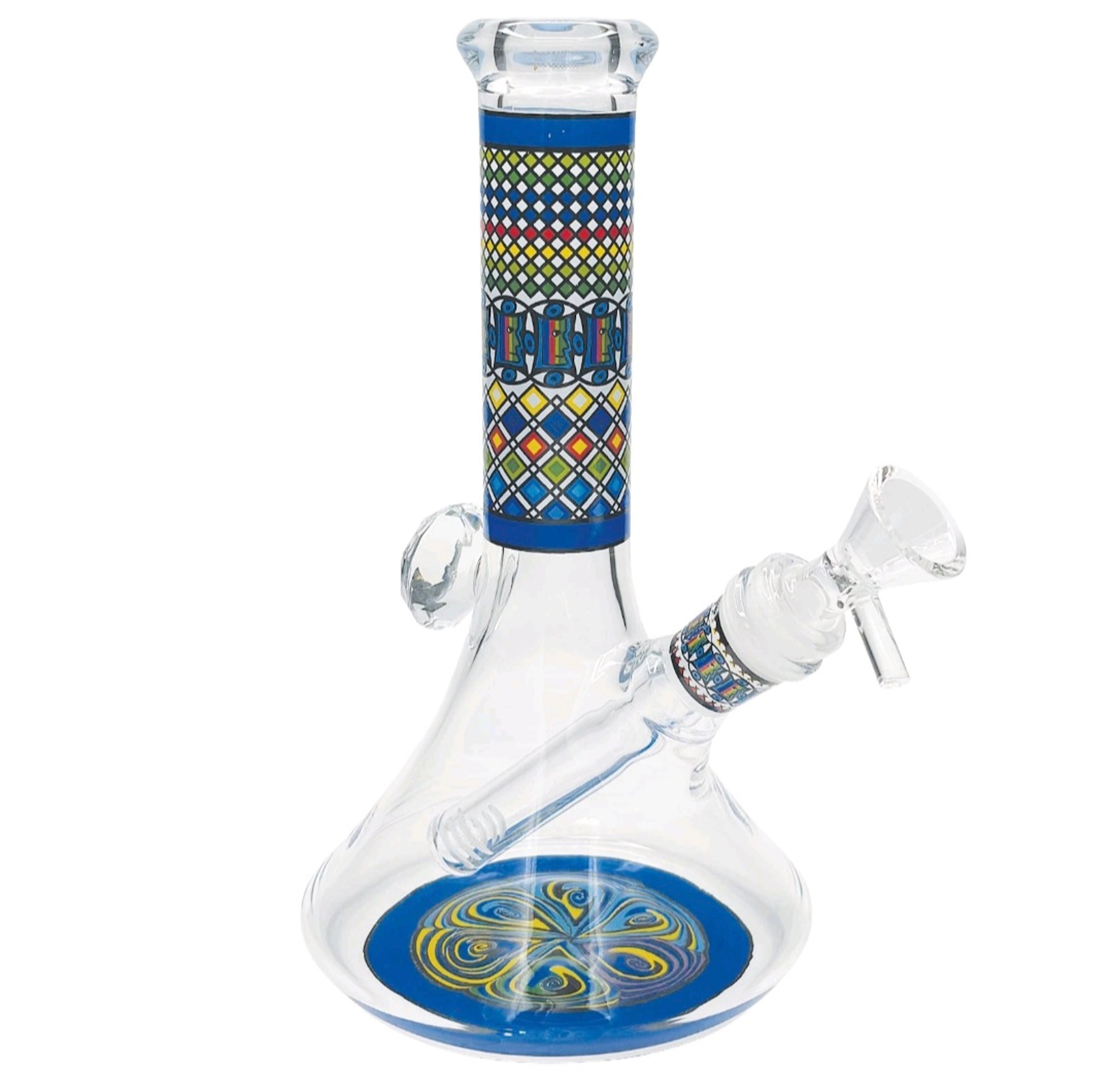 8" Multi-Coloered Glass Water Bong W/ A Cool Design & 14mm Bowl image 0