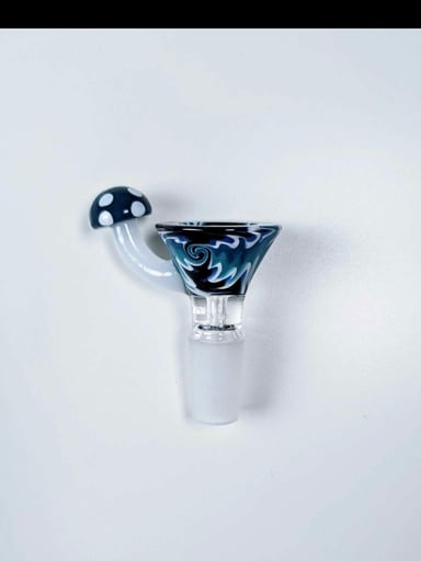 Preview pic of 14mm 🚨Premium Quality Glass Bowl🚨 Blue Dreams Wig Wag Mushroom Design