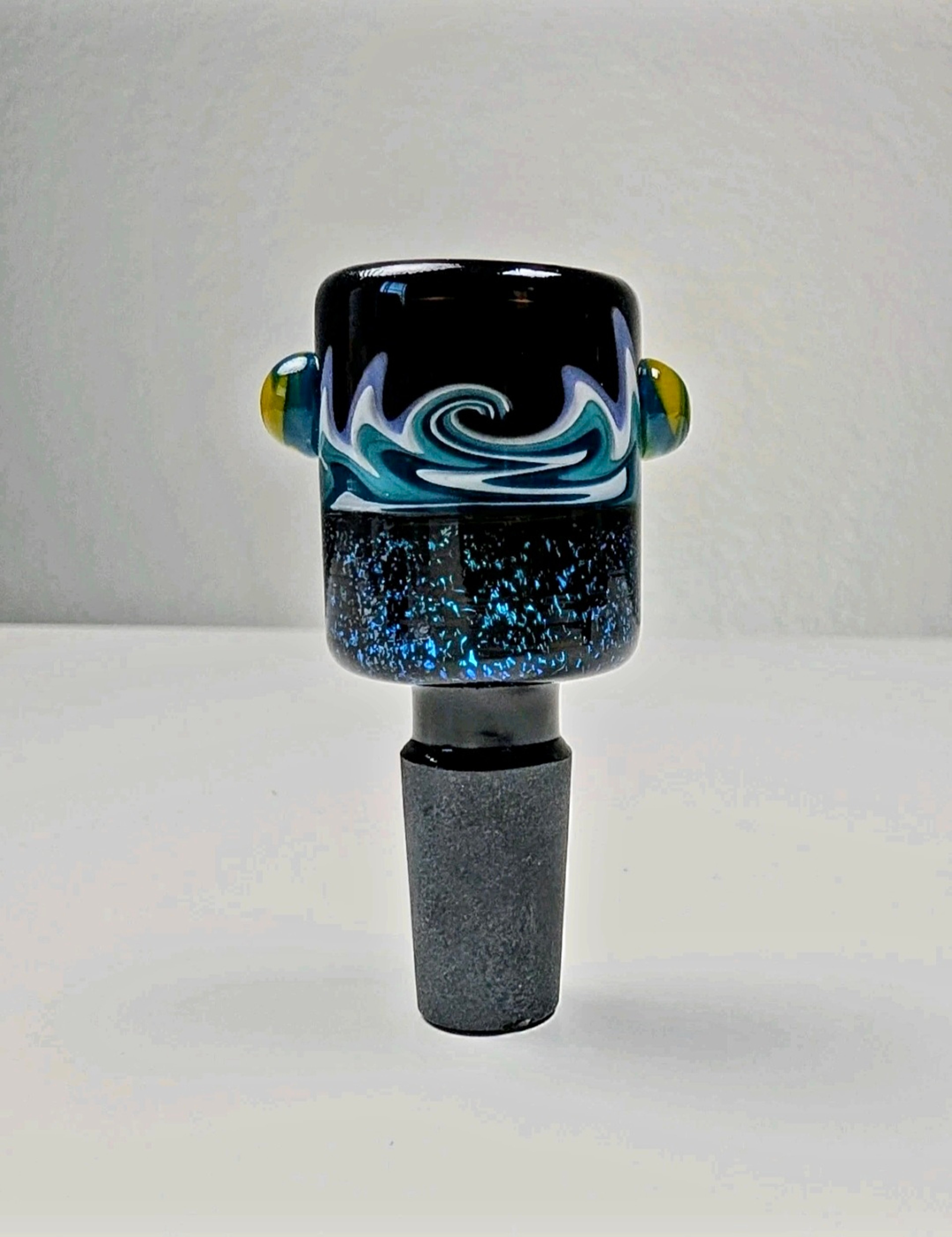 14mm 🚨Premium Quality Glass Bowl🚨 Blue Galaxies Wig Wag Design image 0