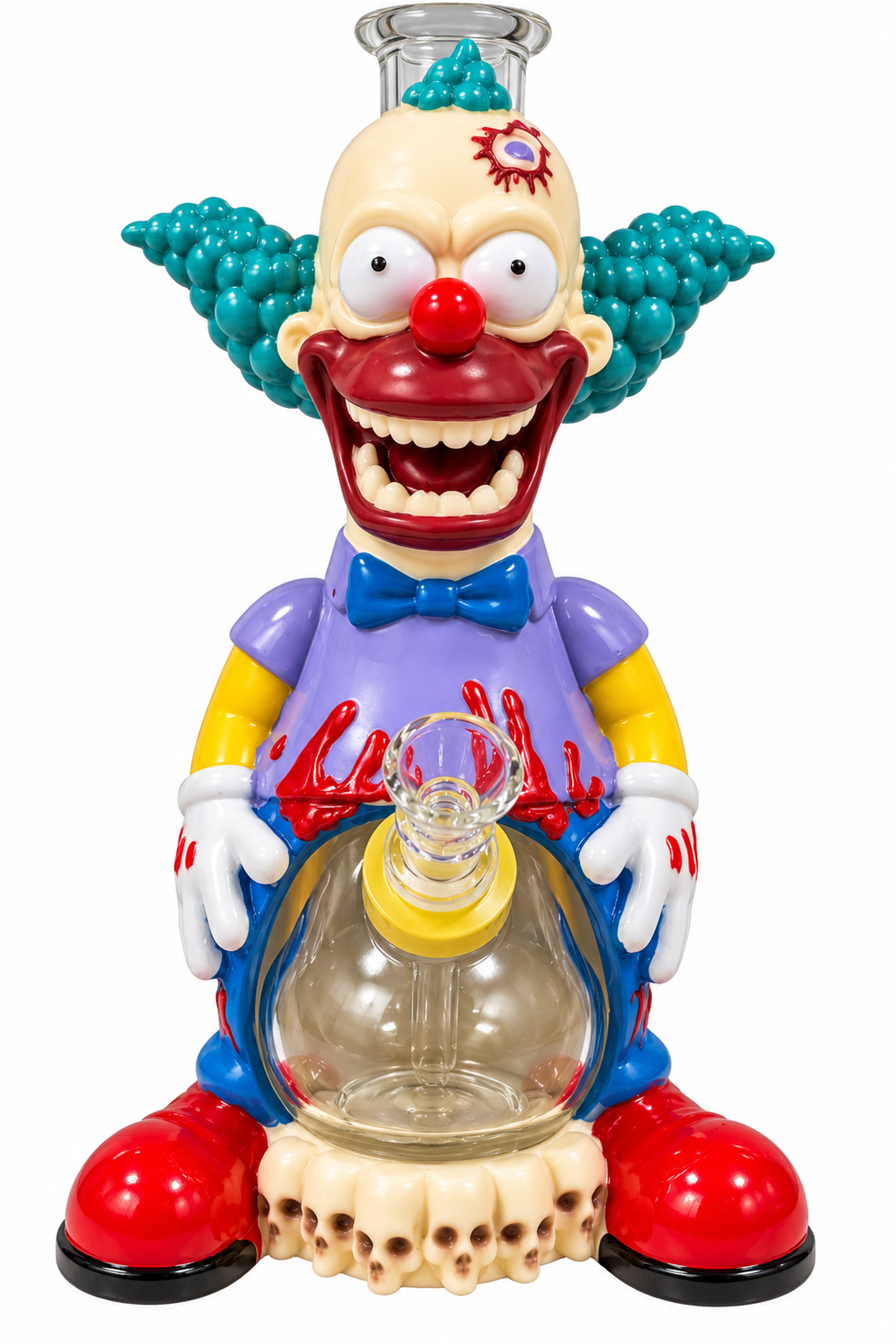 Preview pic of Crazy Clown Character Tobacco Glass Pipe – Clear Glass Chamber
