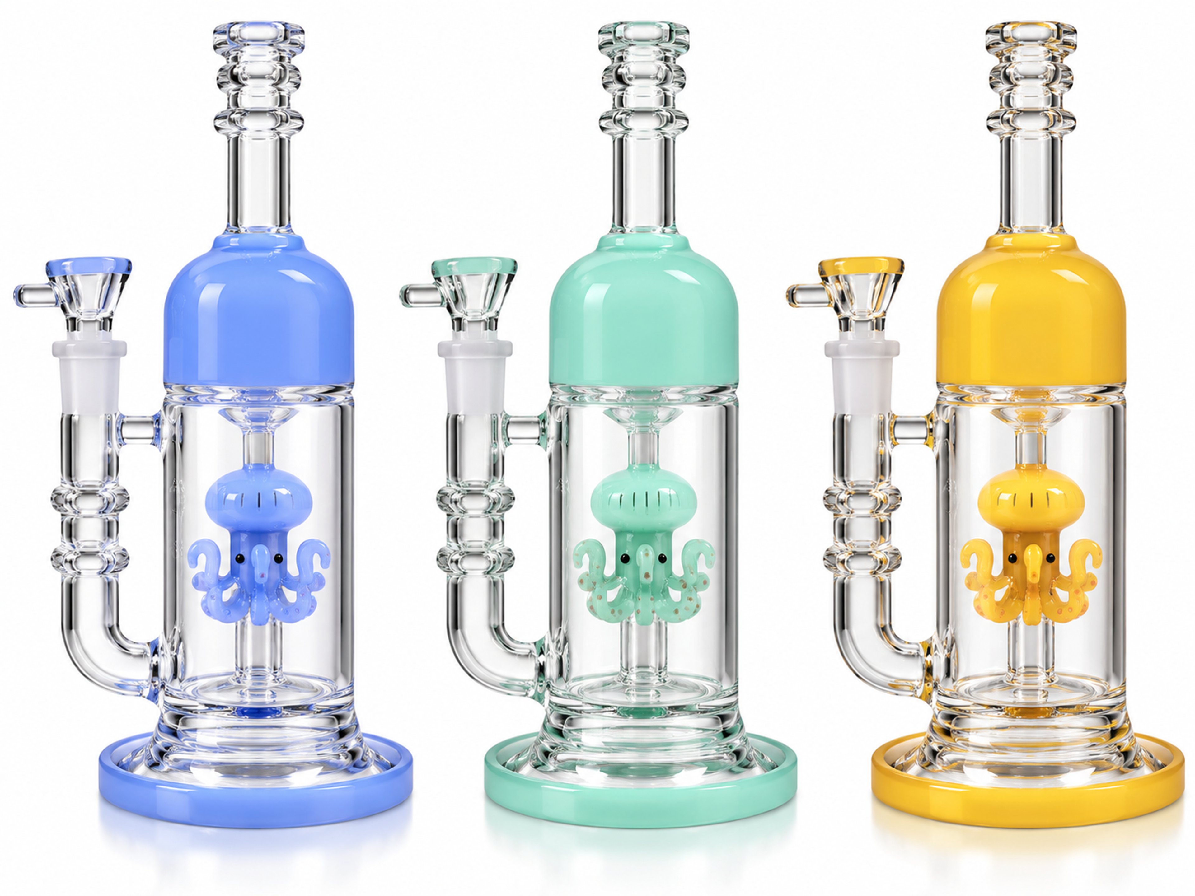 Preview pic of Octopus Perc Glass Bong – 3 Color Character Water Pipe