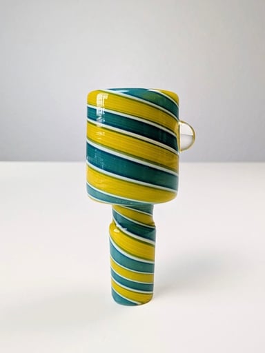Preview pic of 14mm 🚨Premium Quality Glass Bowl🚨 Yellow Turquoise Lolipop Design