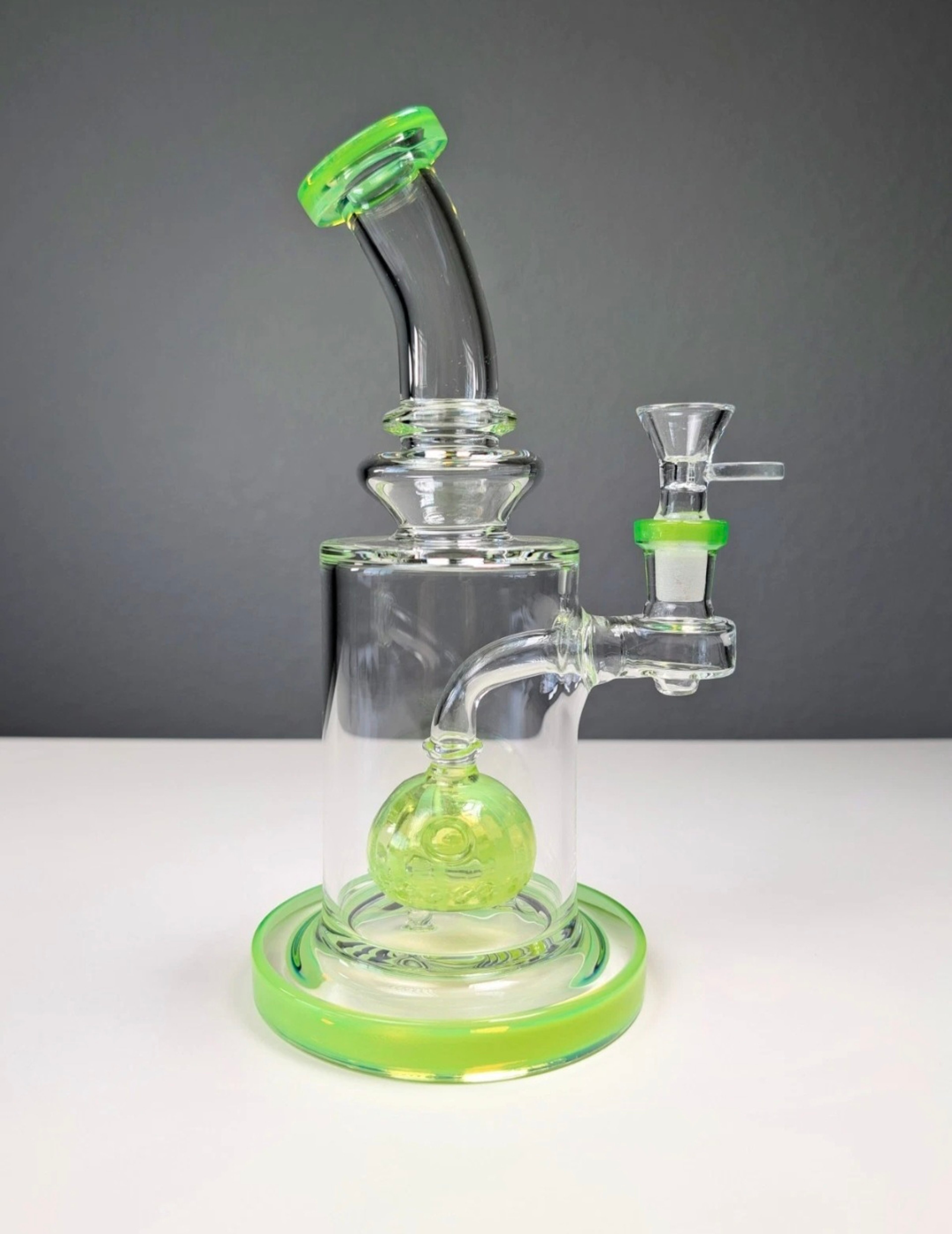 🚨9.5' Slime Green🚨 Premium High Quality Matrix Recycler Glass Water Bong W/ 14mm Bowl image 0