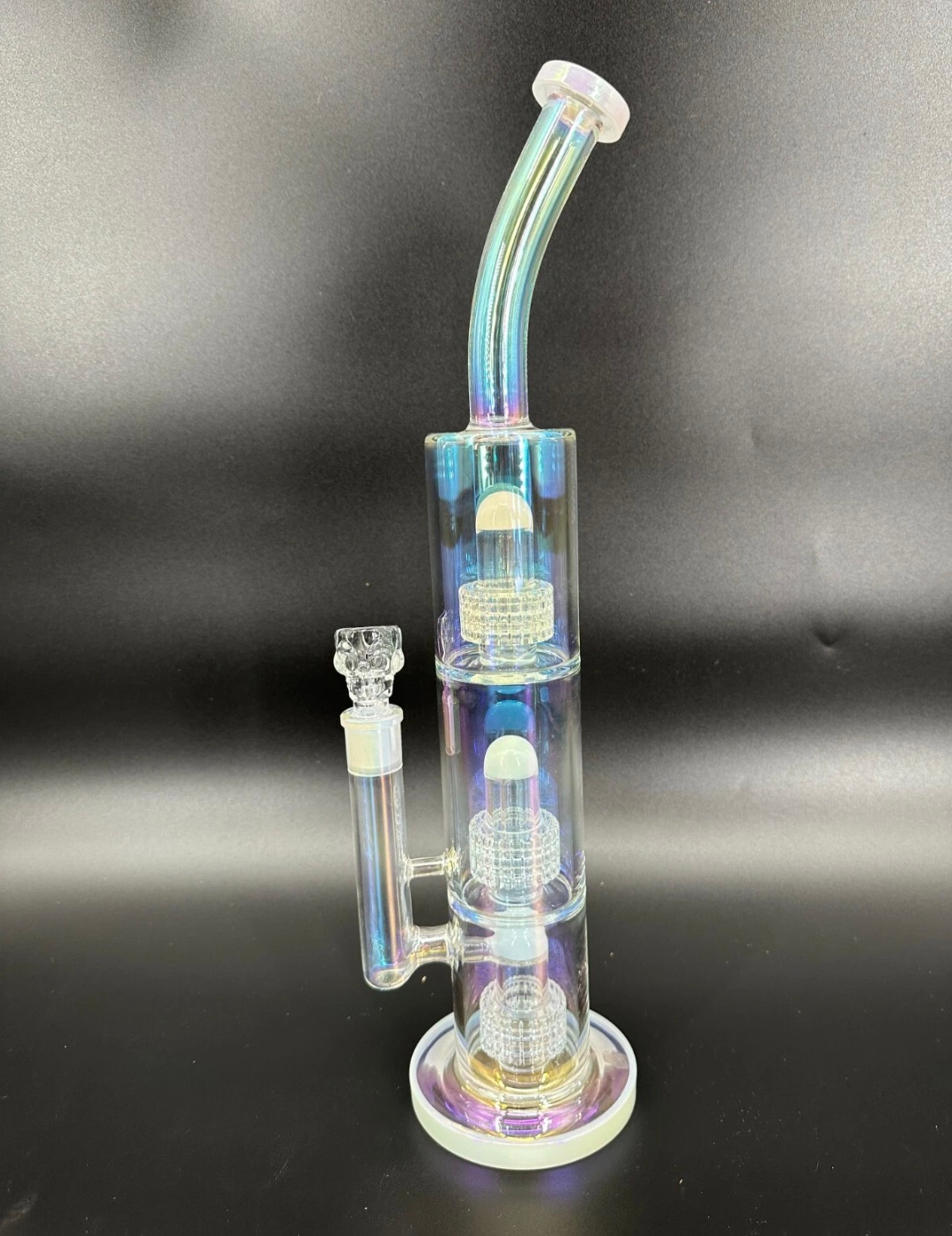 🚨16' Iridescent Premium High Quality Glass Water Bong W/  14mm Skull Bowl image 0