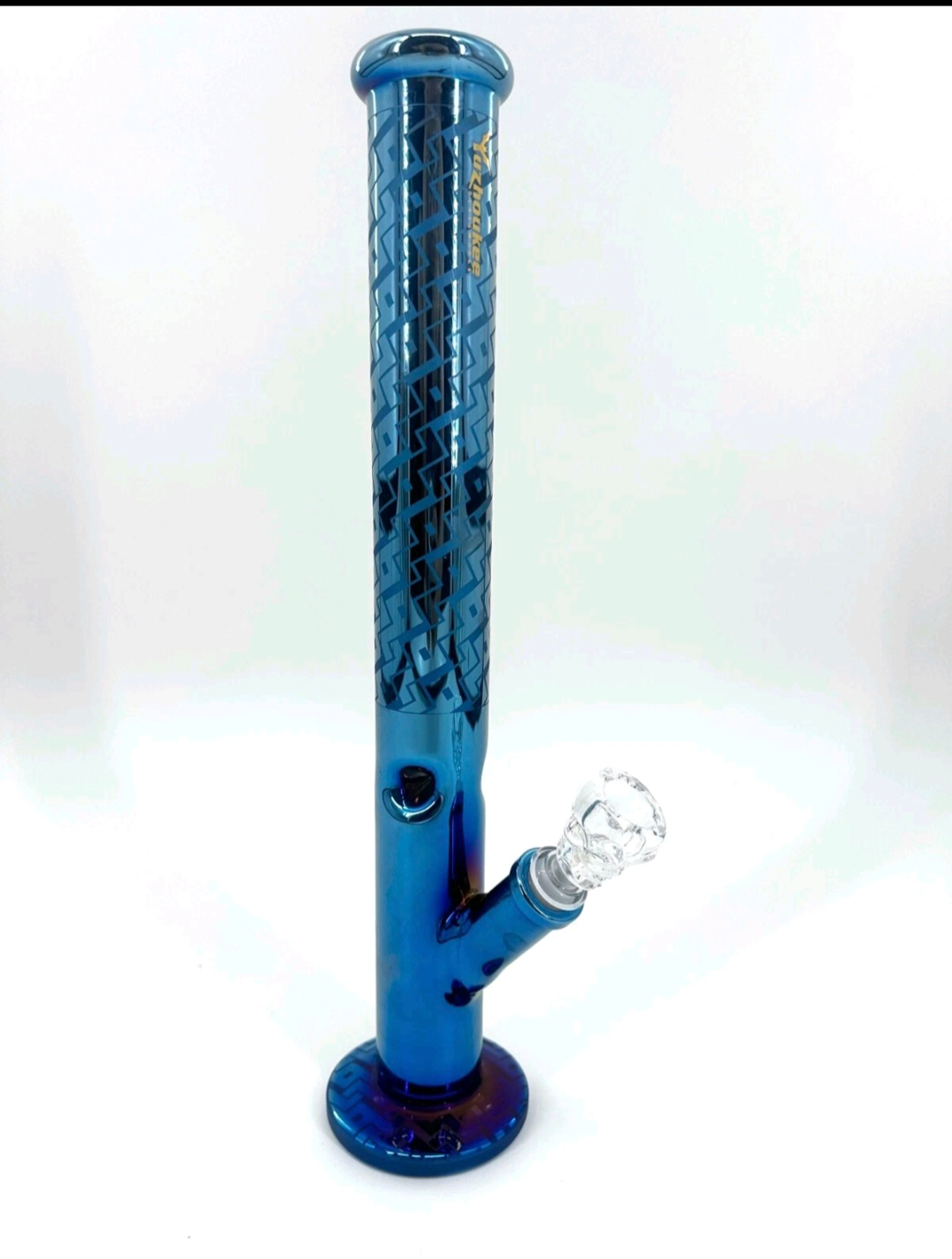 🚨16' Premium High Quality Glass Water Bong🚨 W/ Blue & Black Designs & A Skull Bowl image 0