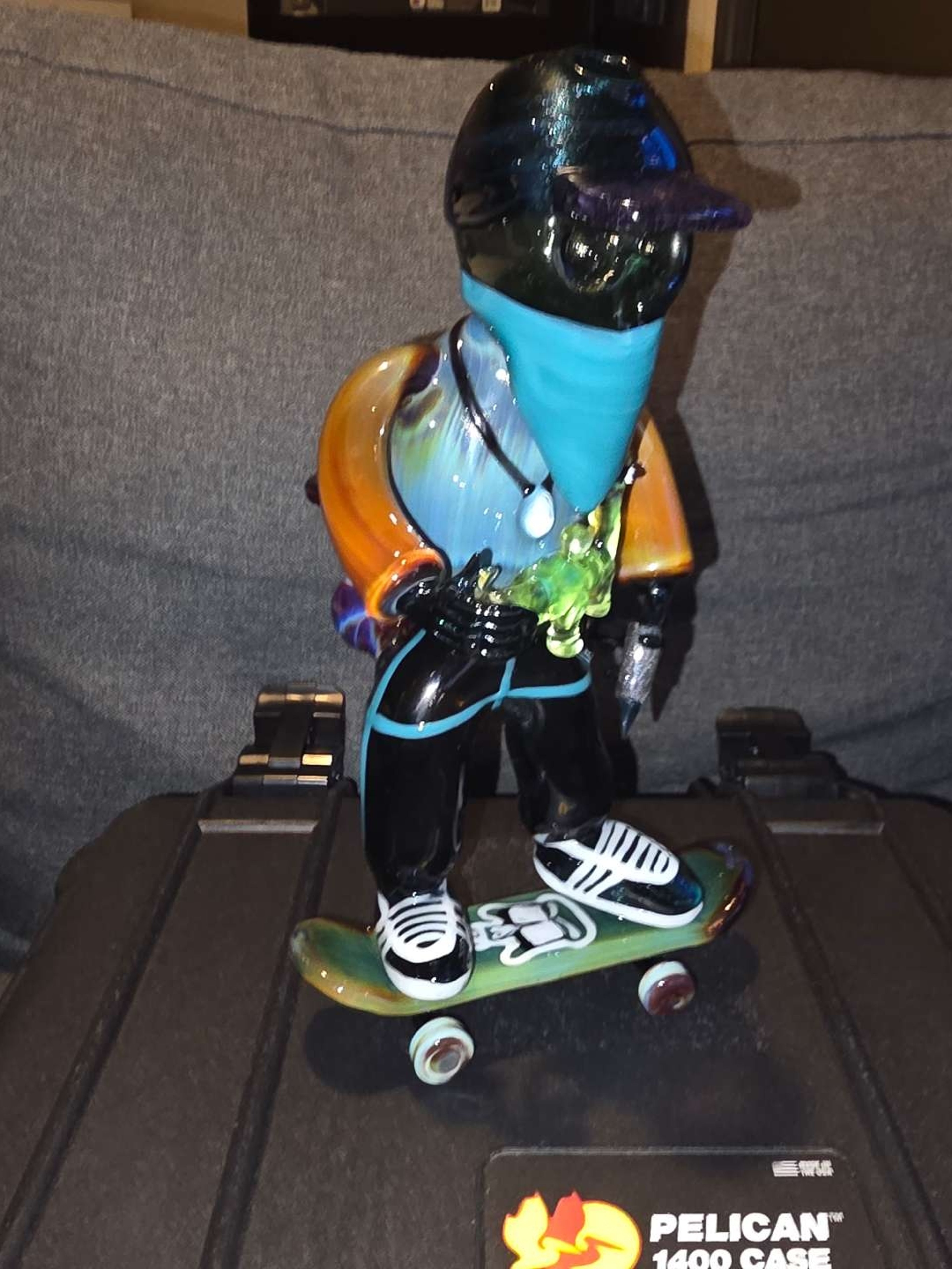 2017 Carsten Glass (@carstenglass10) Sculptural "Dabbing Skater Bro" w/ Custom plucked Pelican 1400 image 0
