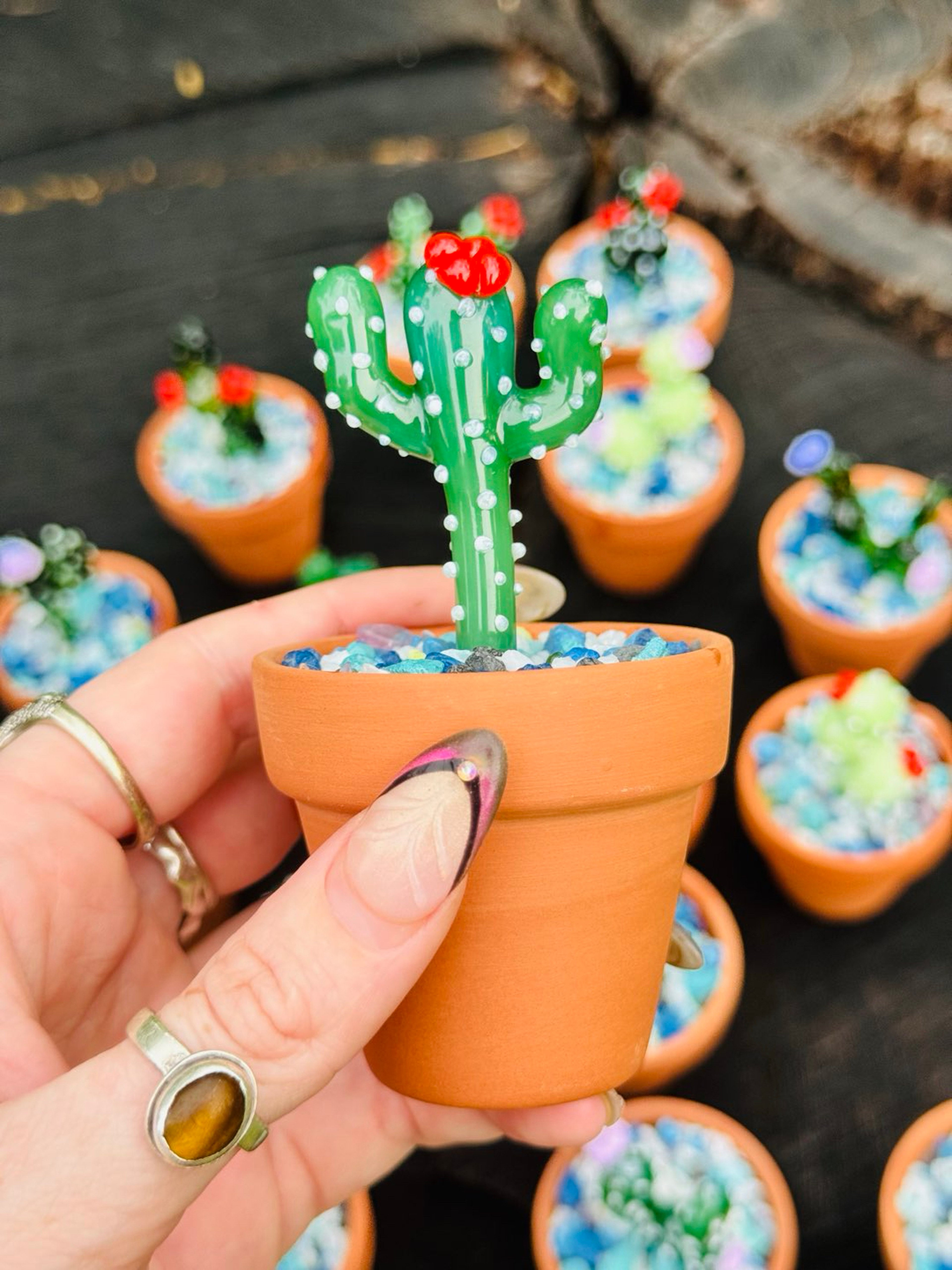 Cactus poker/ dab tool in a ceramic pot. image 0