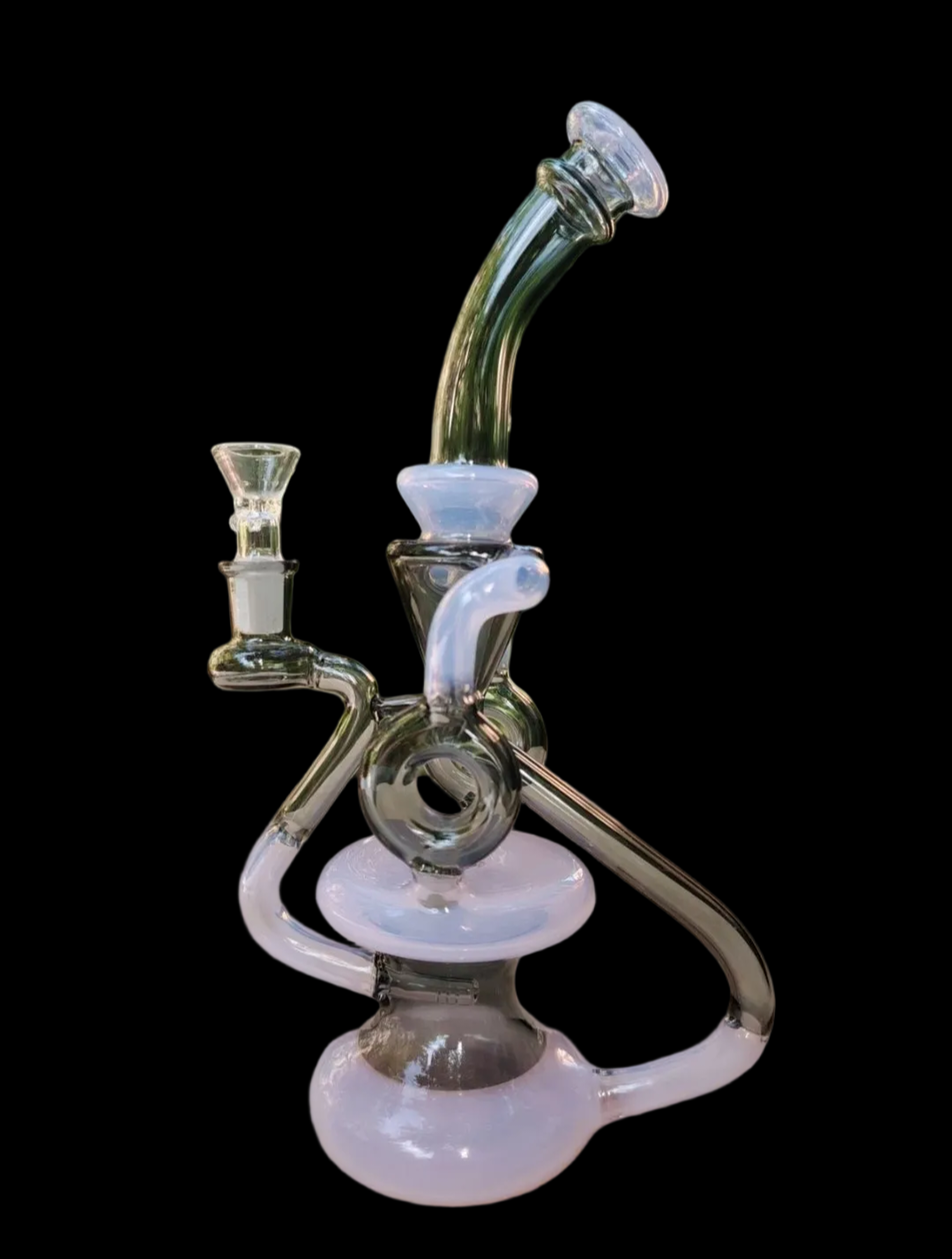 🚨11' Premium High Quality🚨 Glass Water Bong W/ Pink & Gray Design & 14mm Bowl image 0