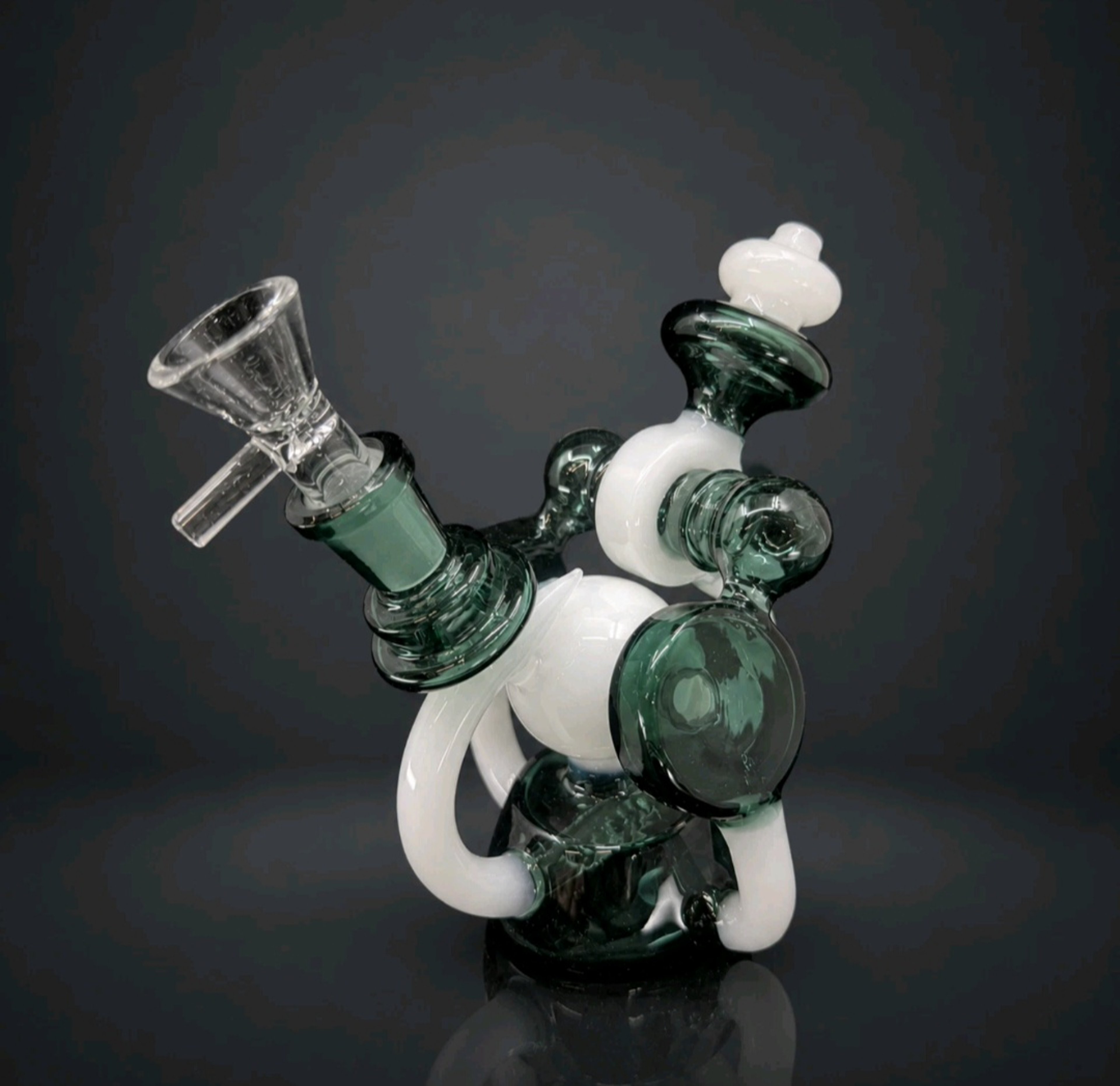 Preview pic of 🚨6' Premium High Quality🚨 Glass Water Bong W/Double Chamber Green & White Design & 14mm Bowl