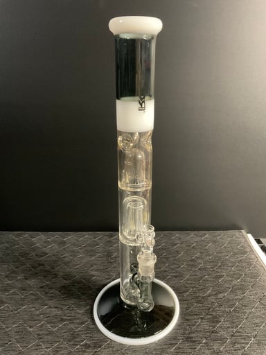Preview pic of ROOR Tech Black White Fixed 18mm Triple Perc Straight Tube