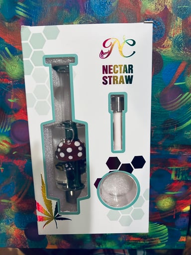 Preview pic of Glass Glycerin Nectar straw Kit w Bees & Mushroom