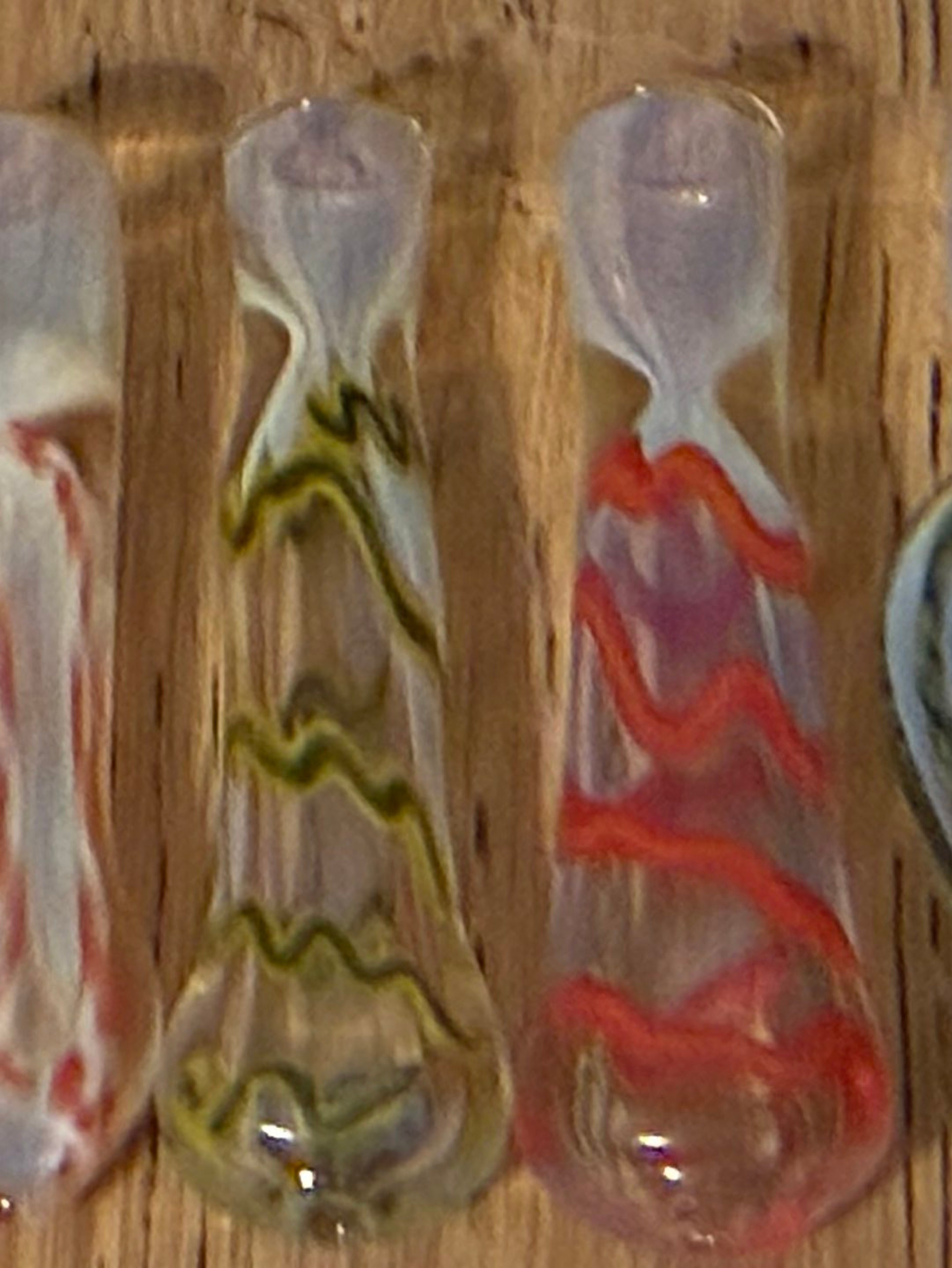 Preview pic of NEW Hand Blown Glass Chillum Style One Hitter Lot (7) Taster Pipes Glass Swirls
