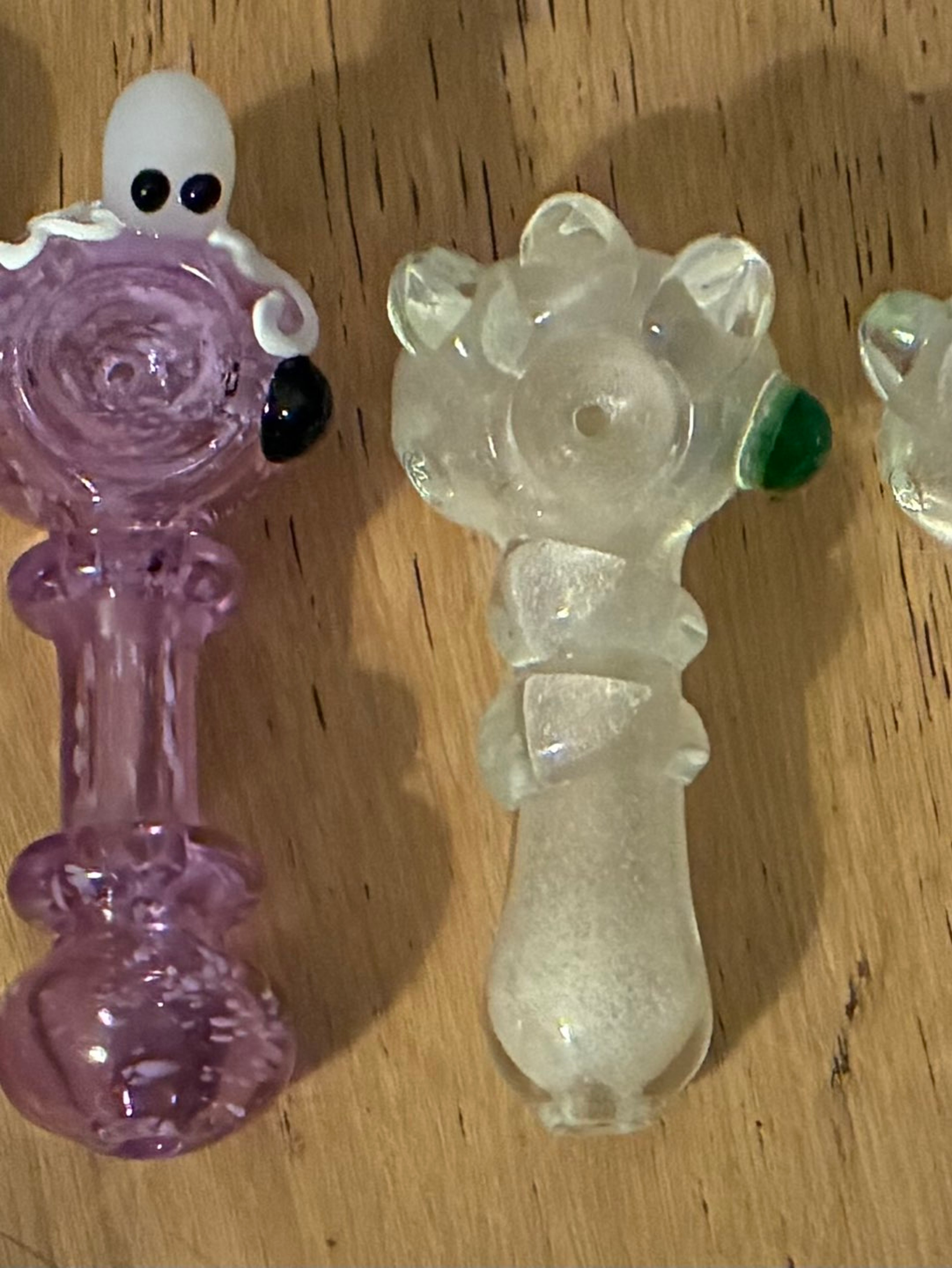 Preview pic of NEW Decorative Glass Hand Spoon Pipe Lot (5) Multi-Colored Swirl Frosted 3” - 4.5” Sizes