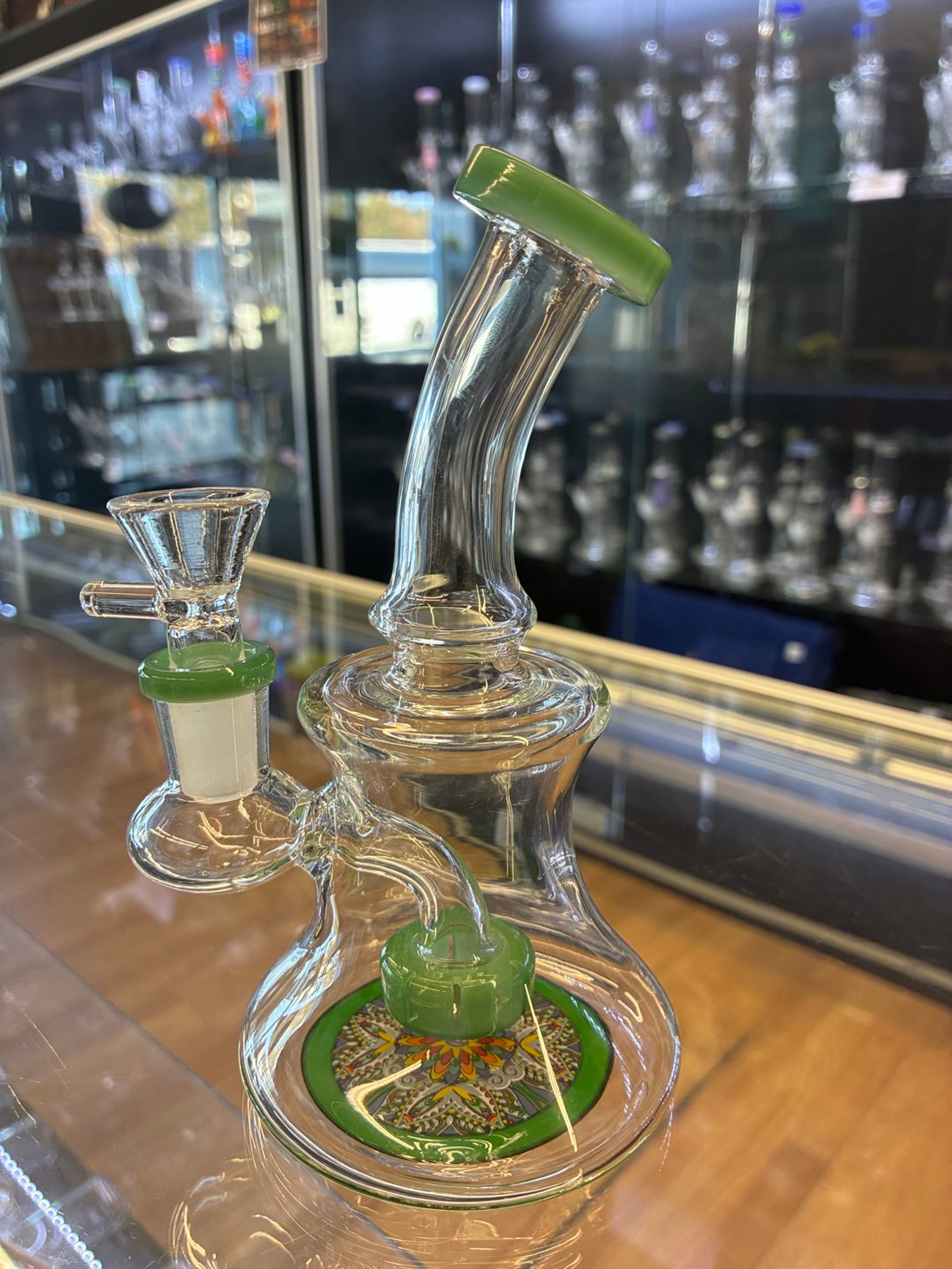 Preview pic of 5” Green Oil Rig with shower head perc