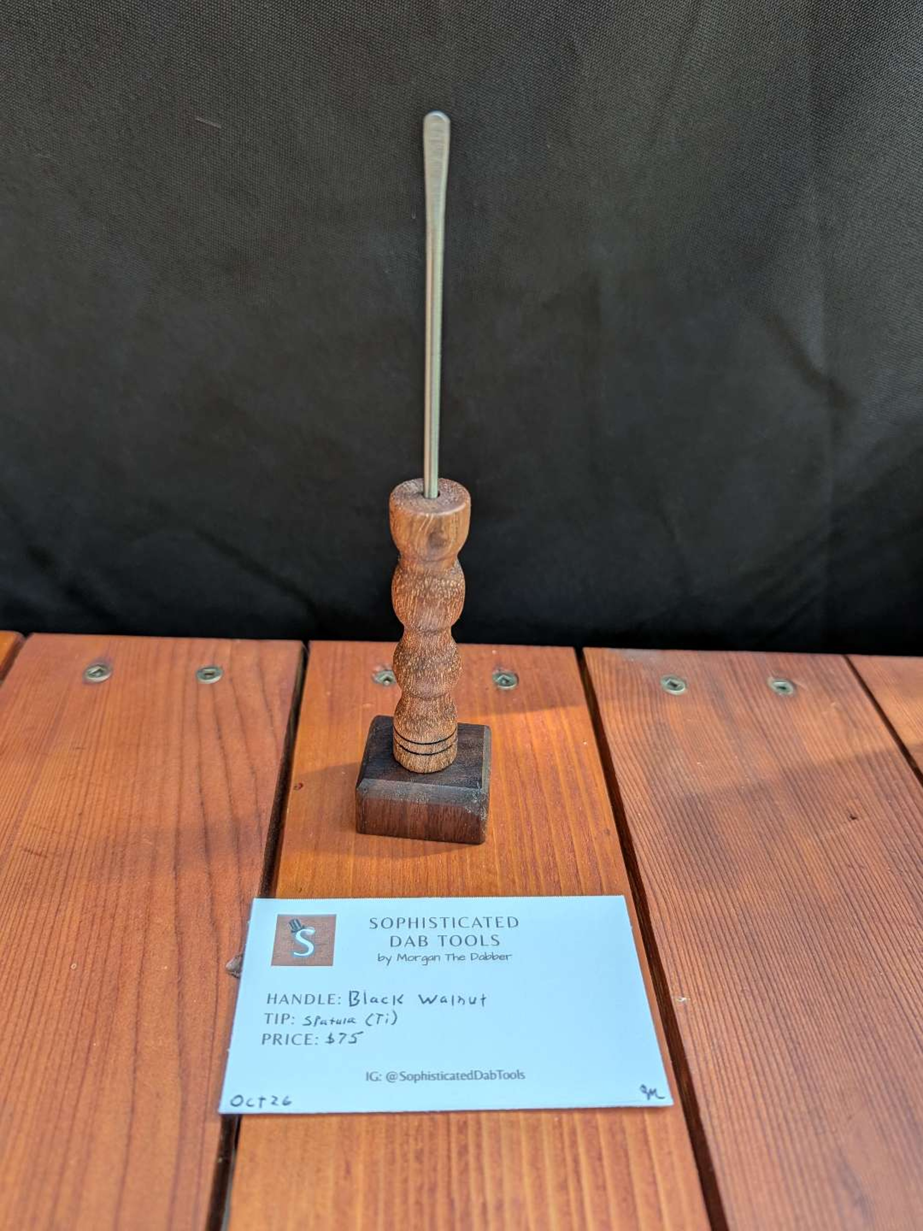 Preview pic of Lathe Spun Black Walnut Ti Spatula Sophisticated Dab Tool