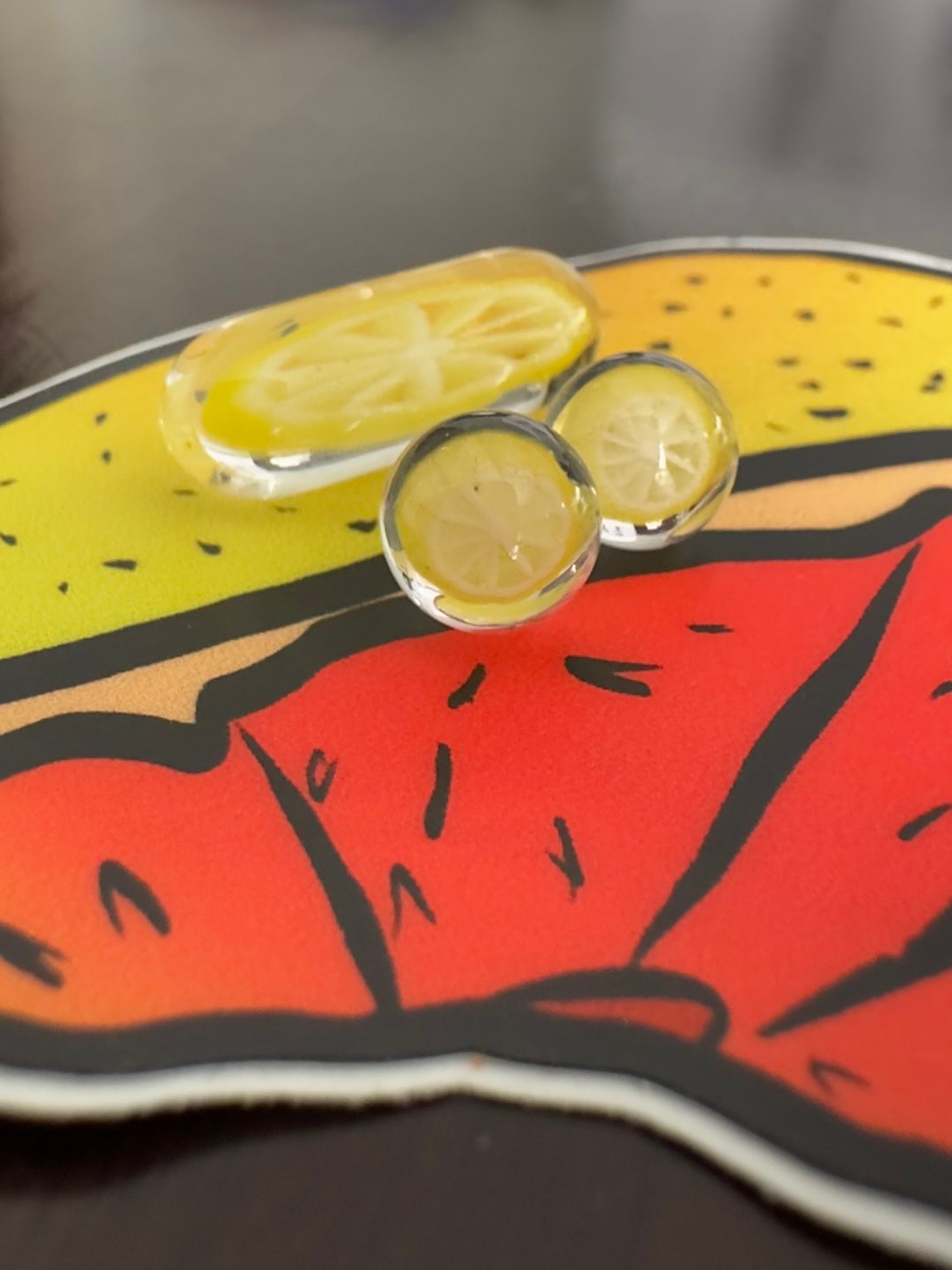 Preview pic of Lyons Glass lemon terp pearls x2 and pillar