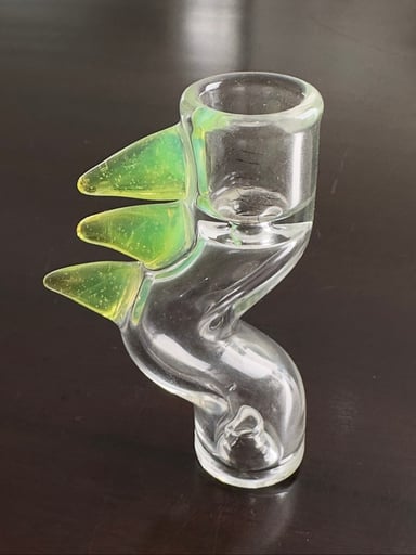 Preview pic of Charlie Glass bent chillum with slyme roll stop horns