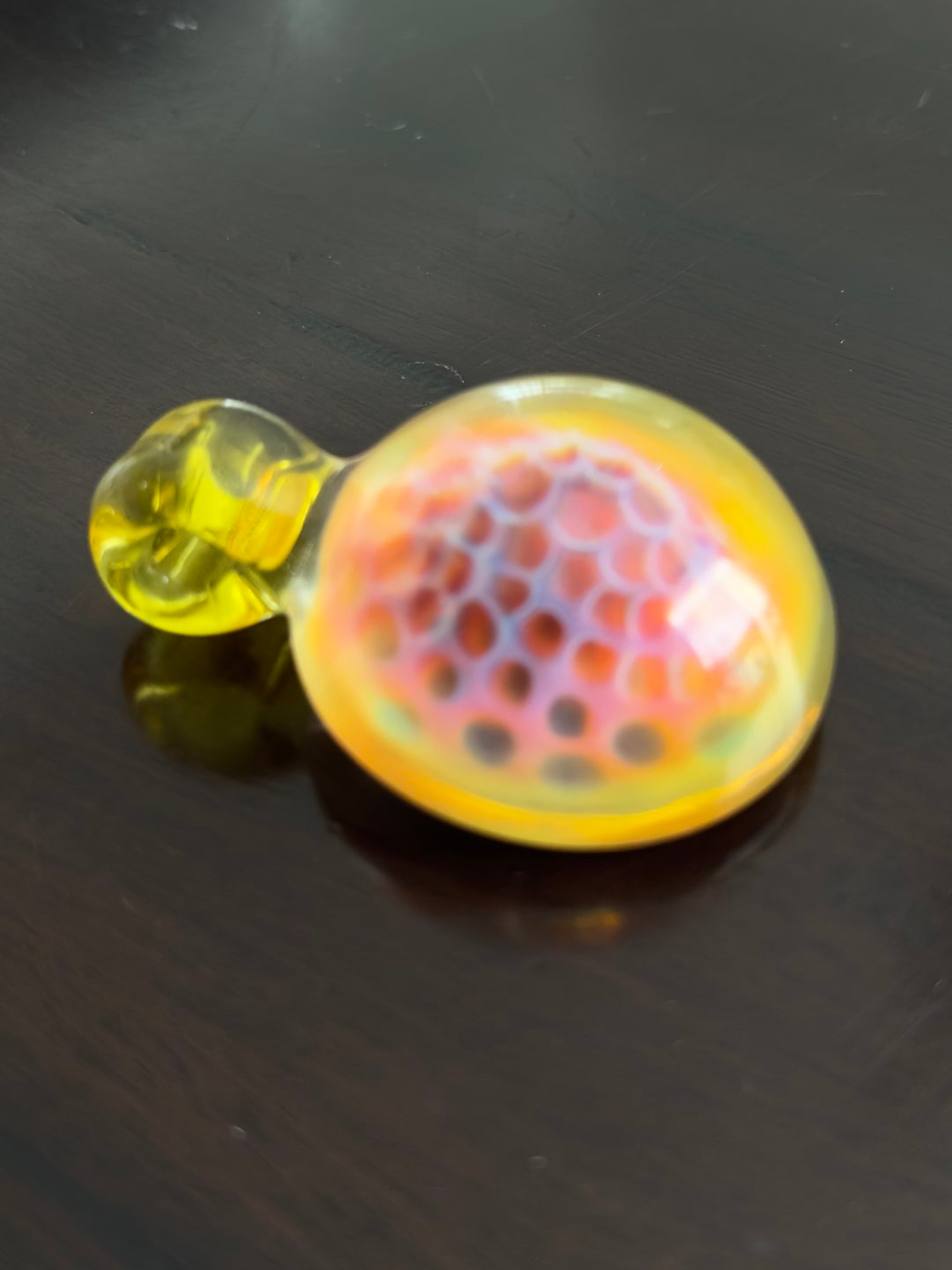 Preview pic of Mt. Catfish Glass silver/gold fumed honeycomb implosion pendant w terps bail