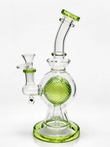 Preview pic of 🚨 Premium High Quality🚨8' Lime Green Crystal Ball Glass Water Bong W/ 14mm Bowl