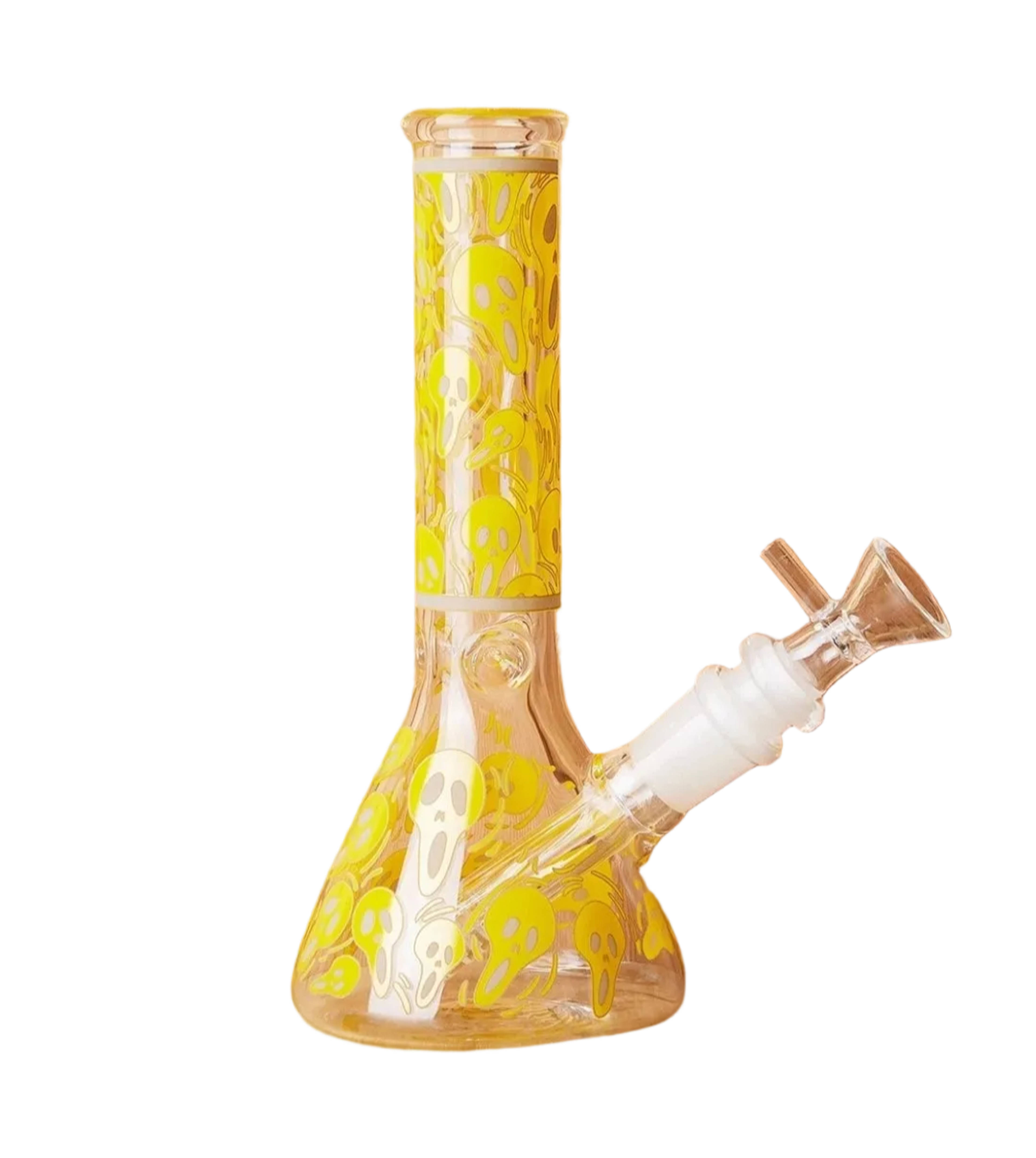 Preview pic of 🚨 Premium High Quality🚨 Glass Water Bong  W/ Yellow Glow In The Dark Ghostface Design &14mm Male Bowl