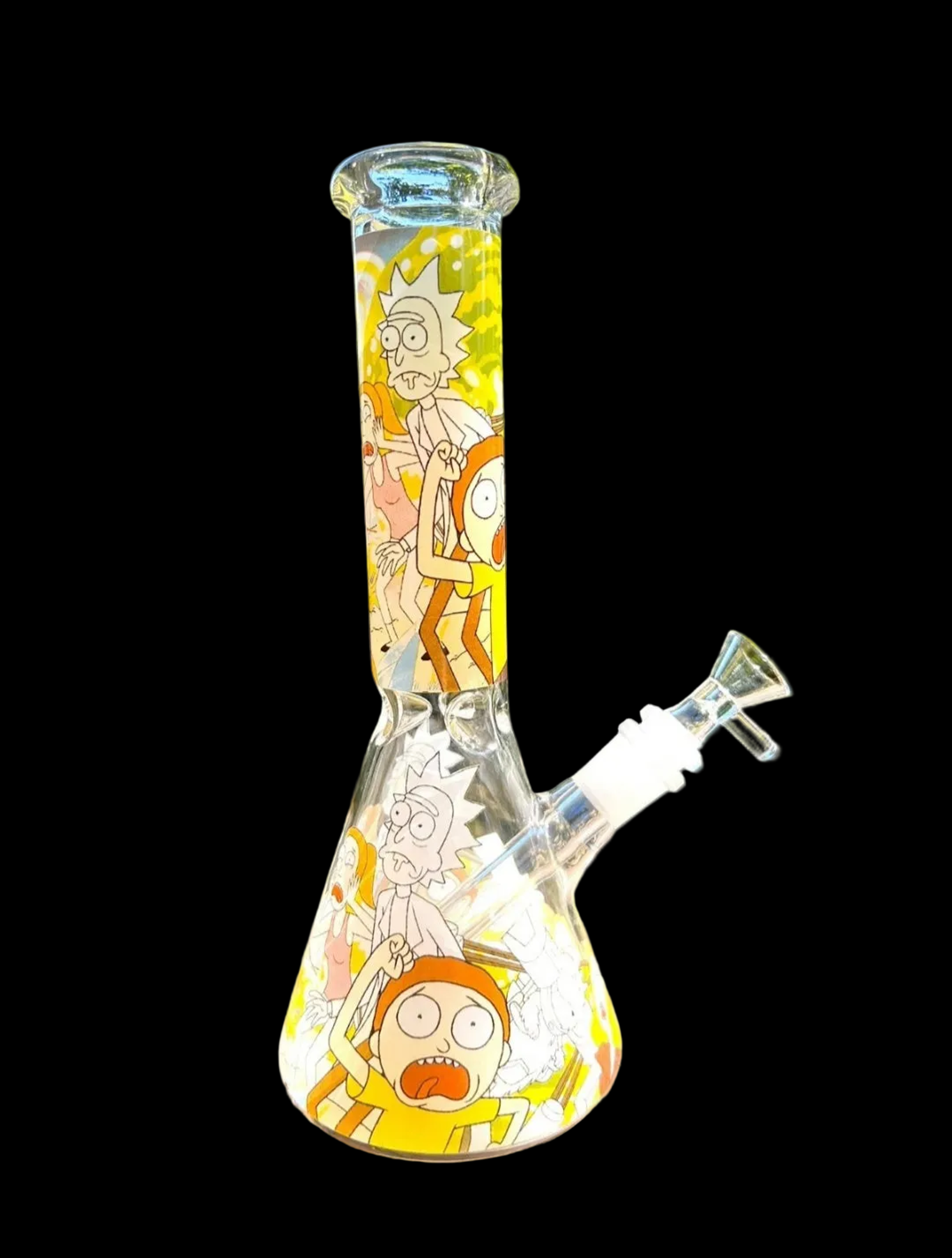 🚨 Premium High Quality🚨 Glass Water Bong  W/ Rick & Morty Design & 14mm Male Bowl image 0