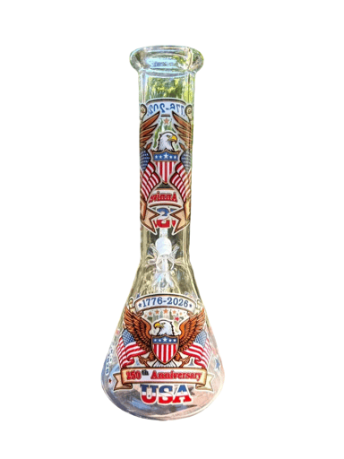 Preview pic of 🚨 Premium High Quality🚨 Glass Water Bong  W/ 250th Anniversary USADesign 14mm Male Bowl