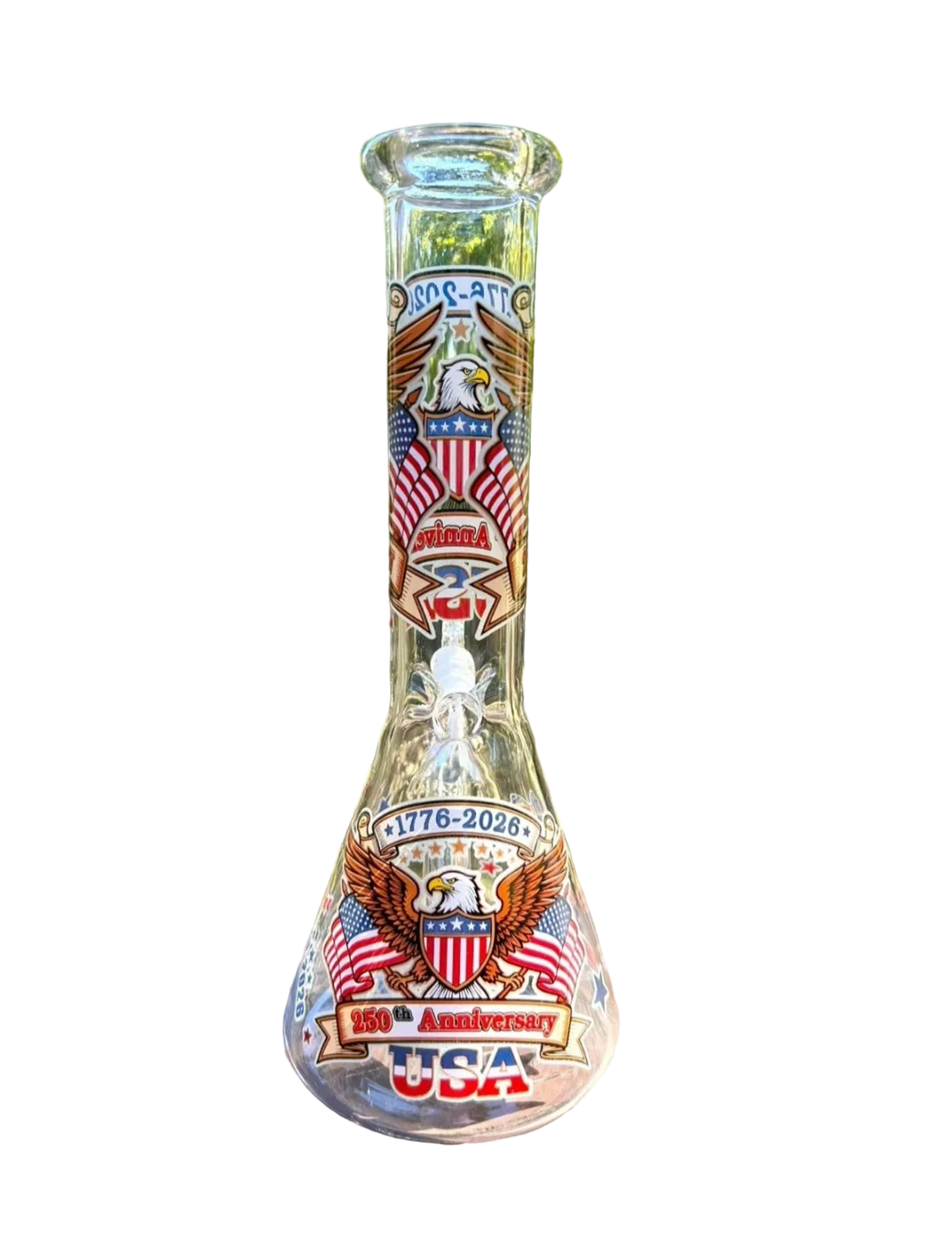 Preview pic of 🚨 Premium High Quality🚨 Glass Water Bong  W/ 250th Anniversary USADesign 14mm Male Bowl