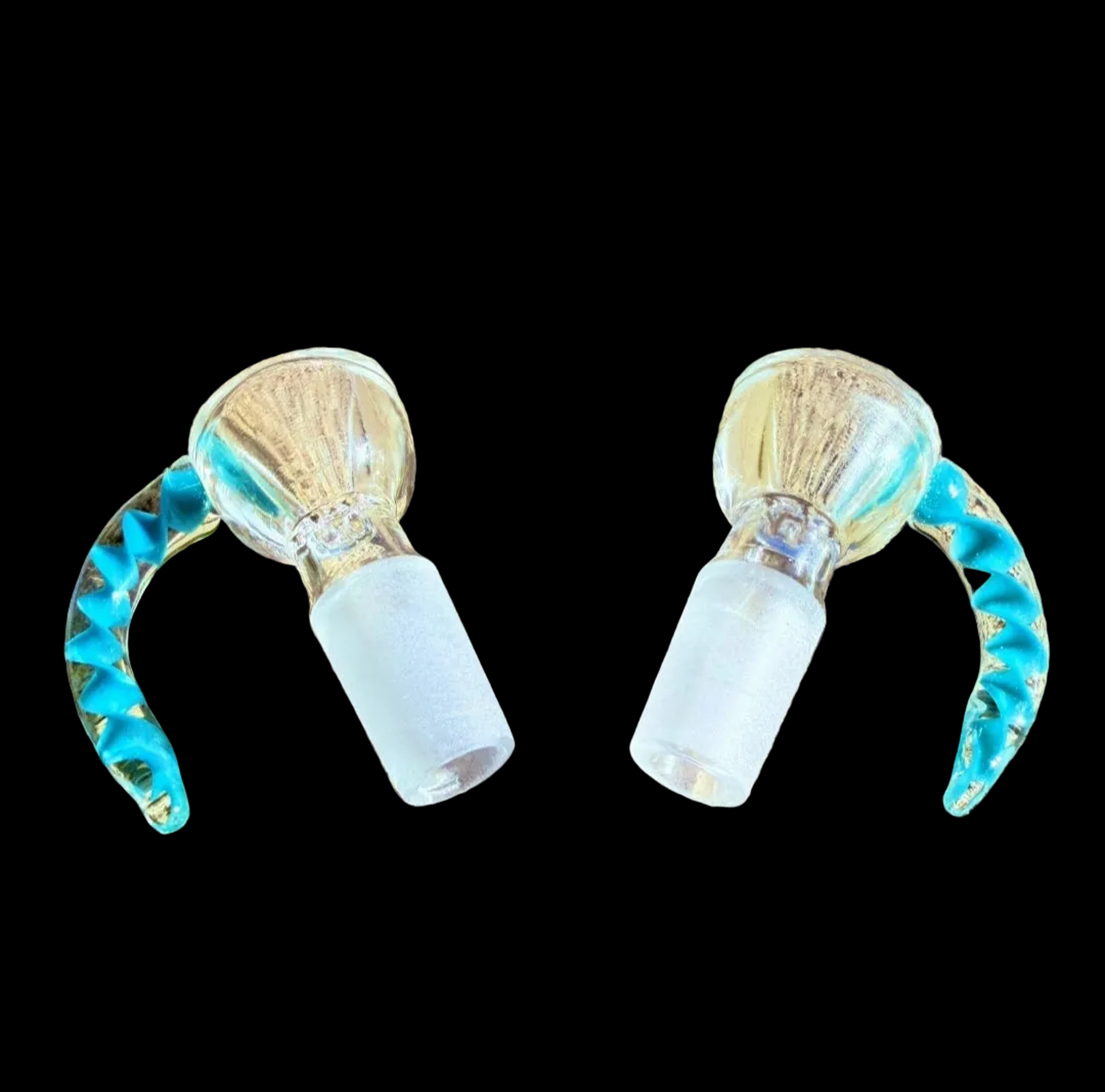 🚨2pc 14mm Premium HIGH QUALITY Glass Bowl🚨Turquoise Design image 0